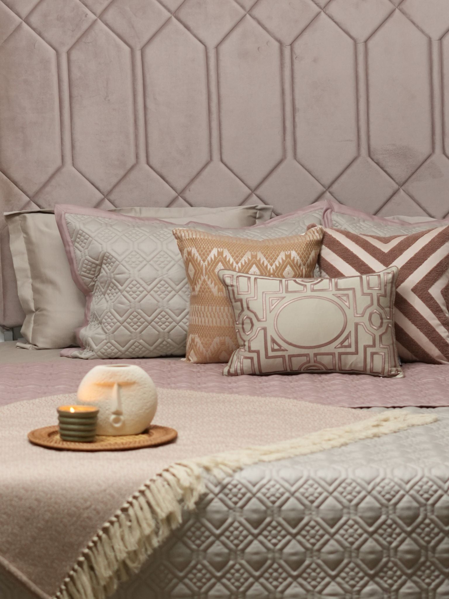 Malta Beige And Old Rose Cotton Rich Trousseau Set (10 PC Set)