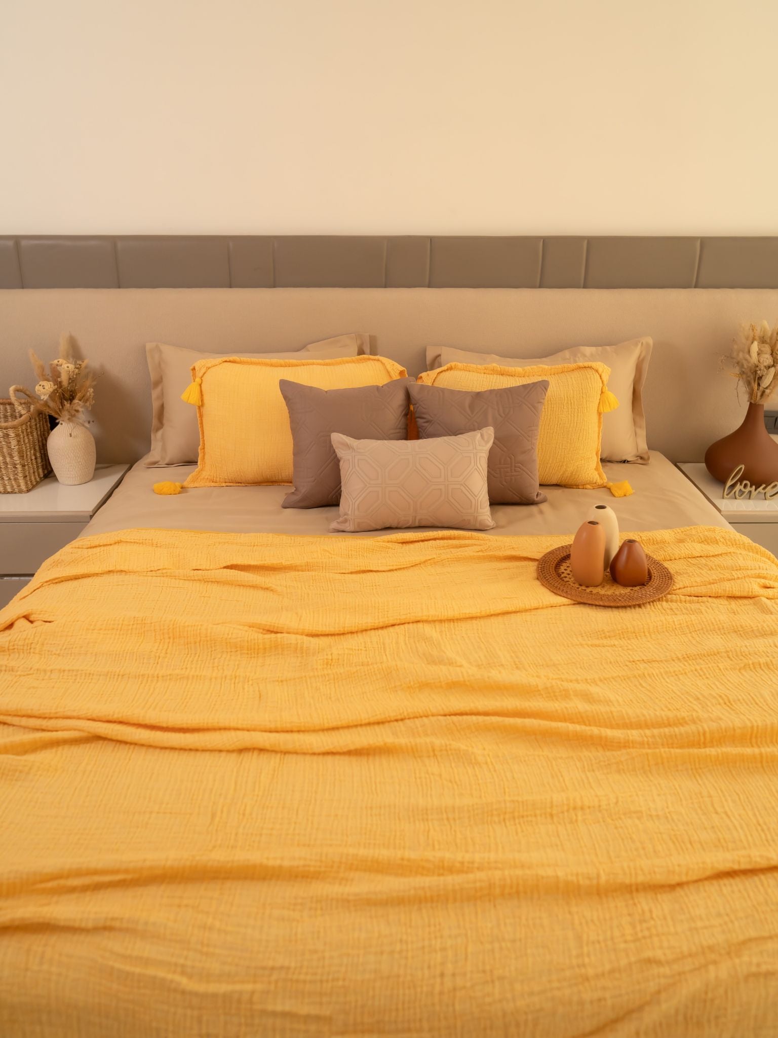 Buttercup Yellow Meraki Cotton Woven Bedding Gift Set (10 PC Set)