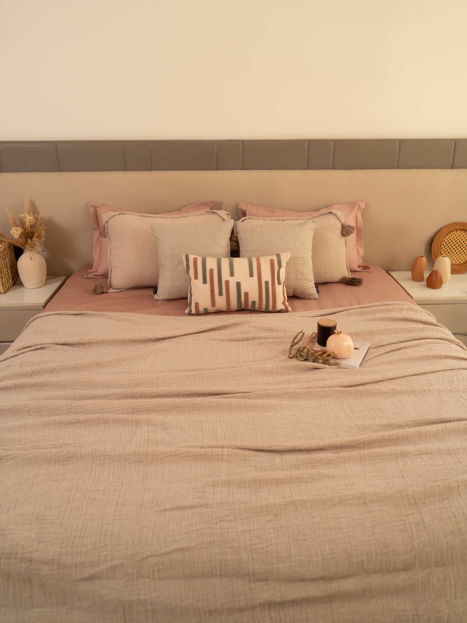 Greige Meraki Cotton Woven Bedding Gift Set (10 PC Set)