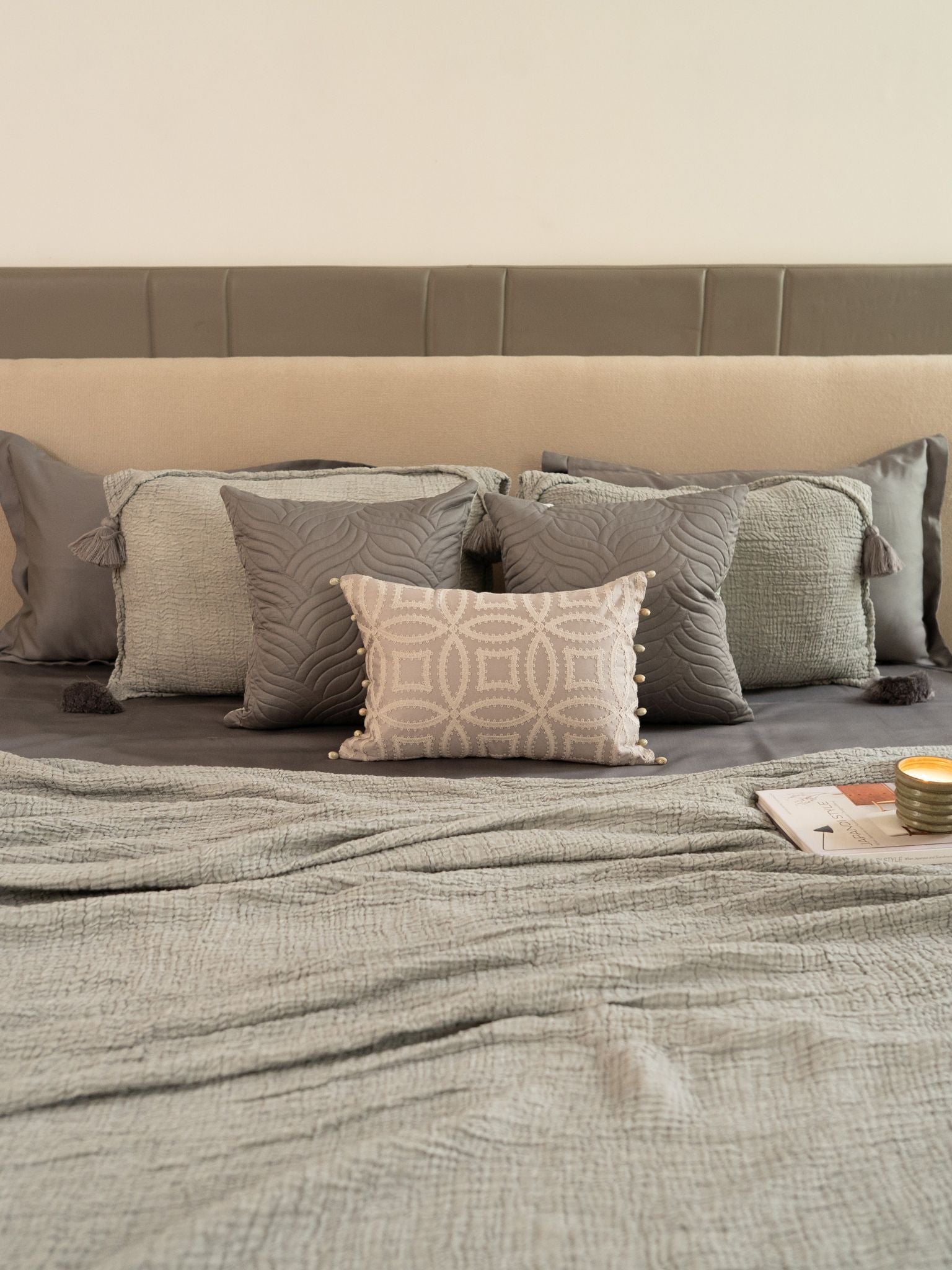 Slate Meraki Cotton Woven Bedding Gift Set (10 PC Set)