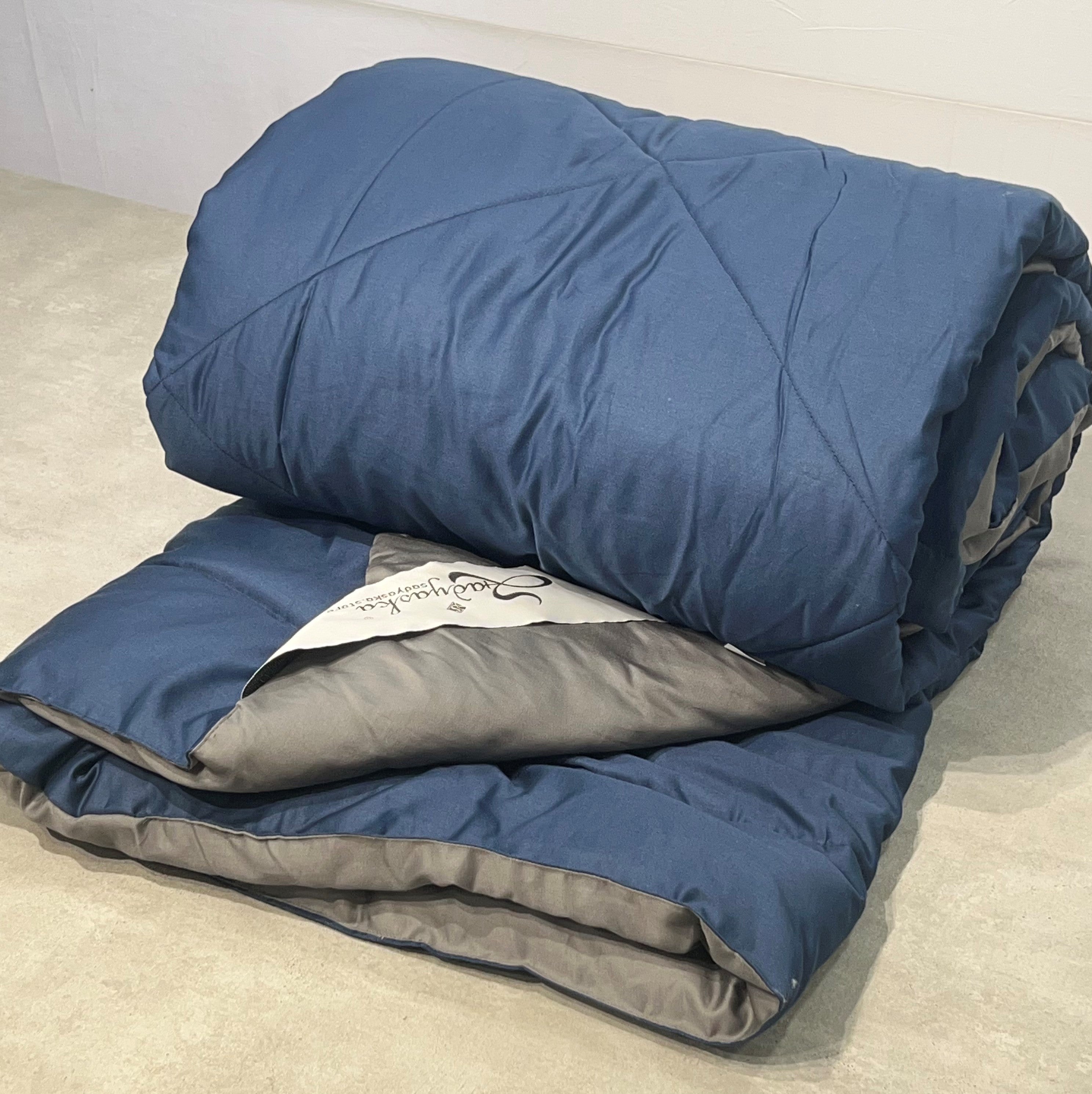 Navy and Dark Grey 1000TC Cotton Rich Reversible Downfill Quilt