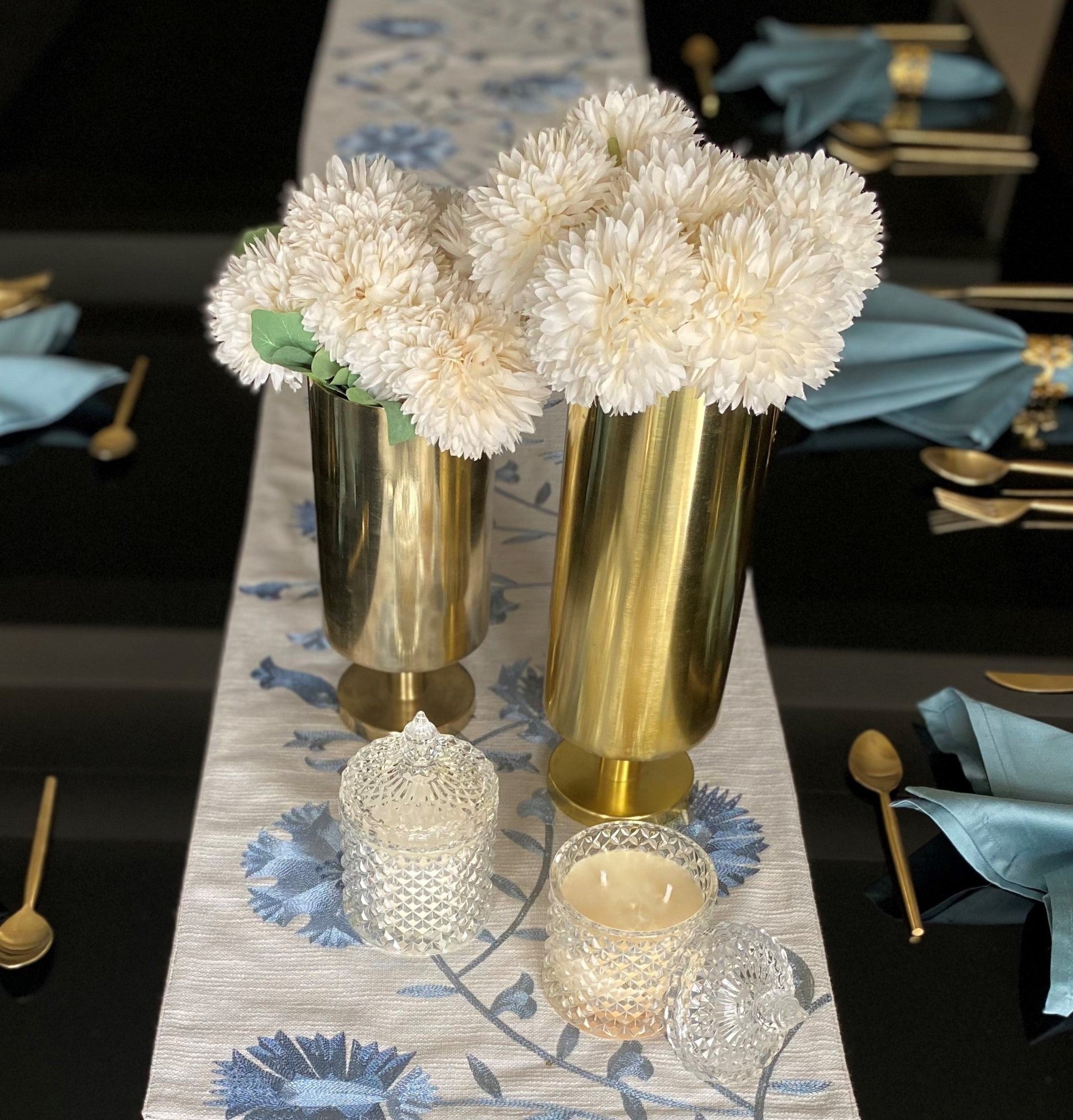 Floral Grey Table Runner