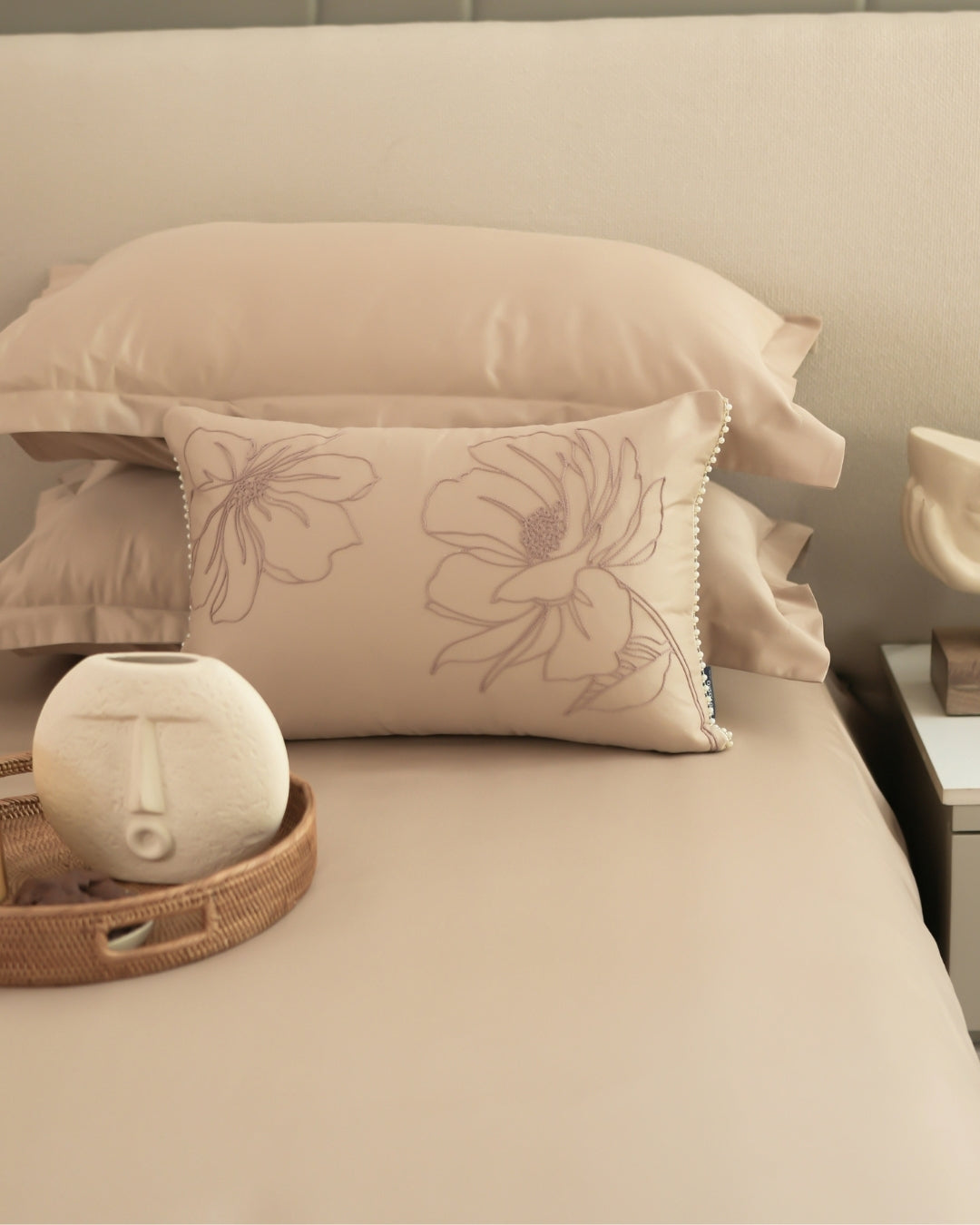 Blume Sand 1000TC Cotton Rich Lorenza Bedsheet Set in Gift Box (5 PC Set)