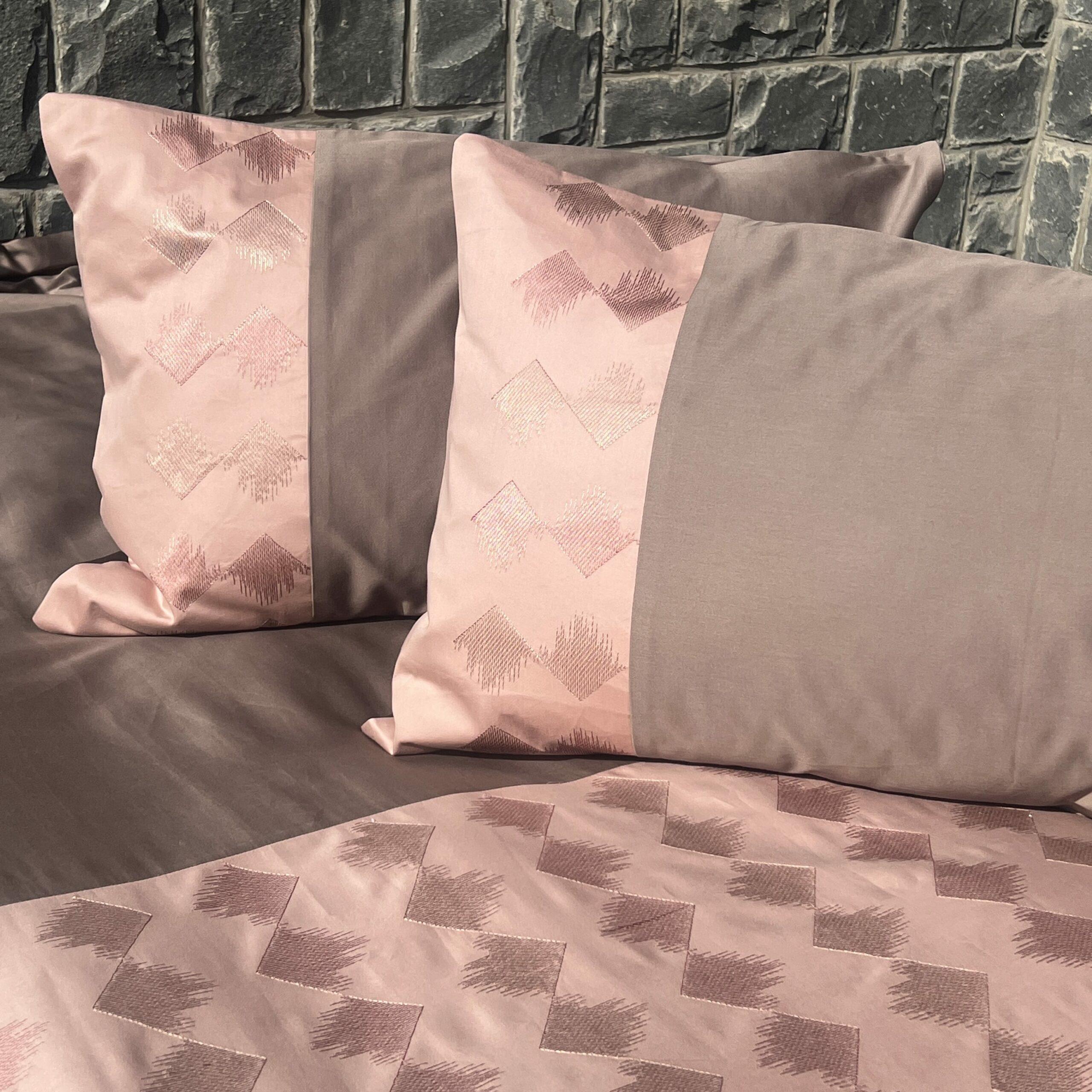 Peak Taupe and Rose Embroidered Bedsheet Set