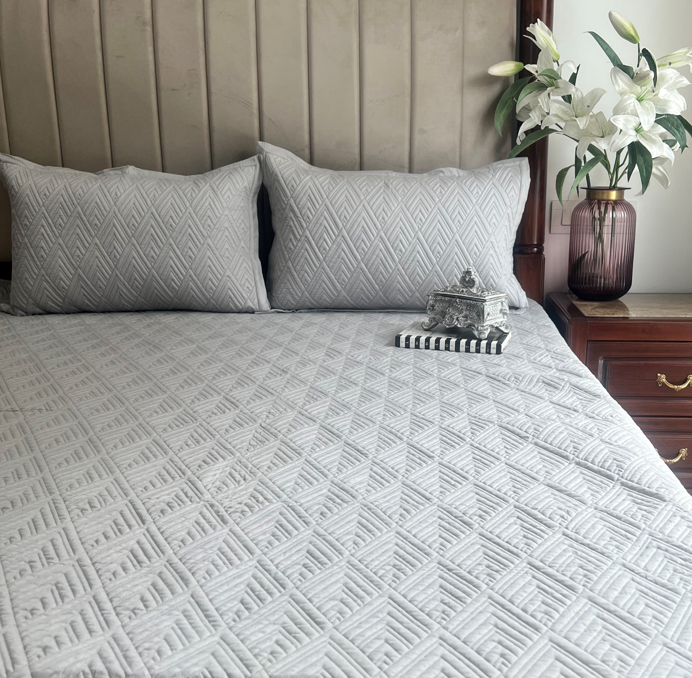 Sandstone Grey Vogue Cotton Reversible Bedspread