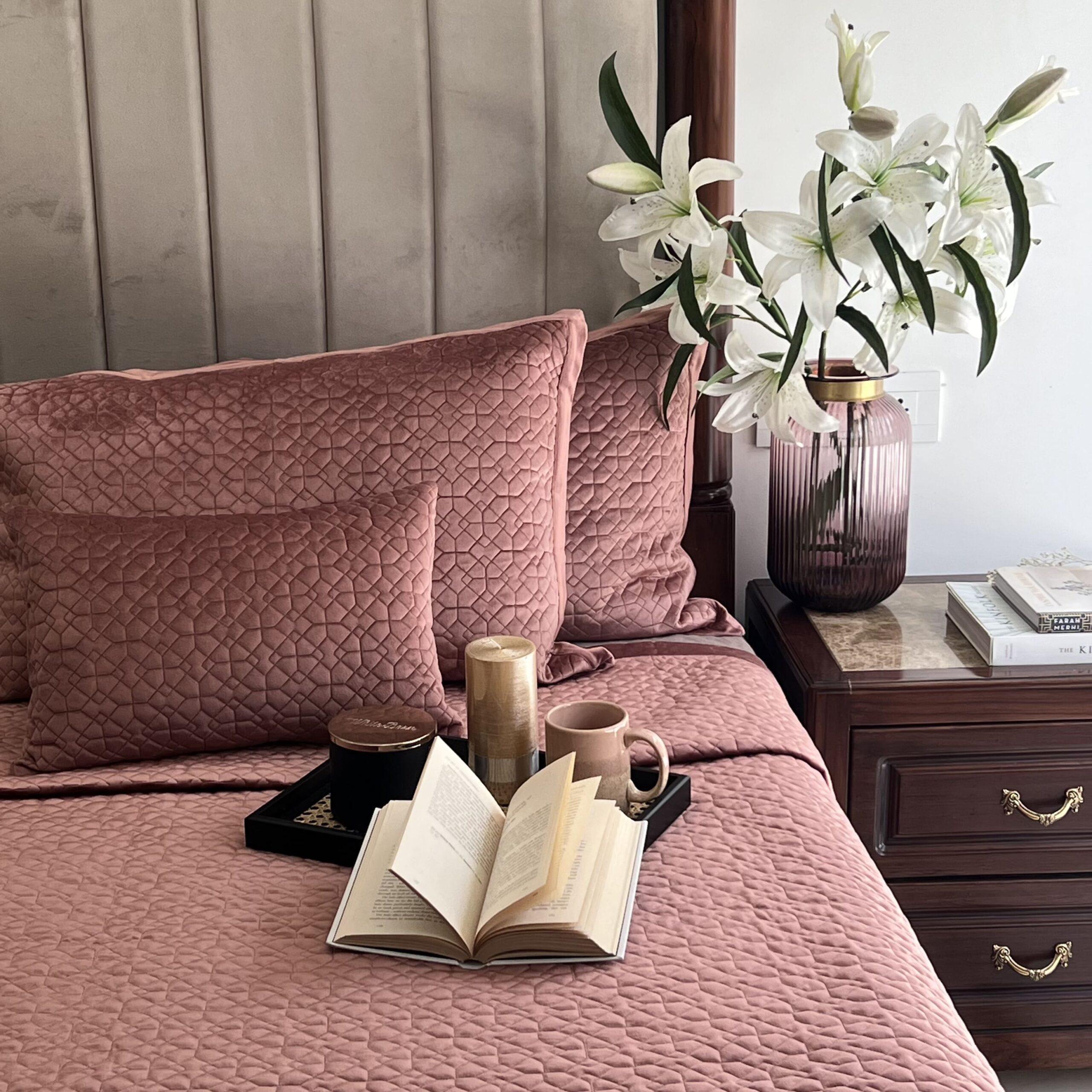 Nouveau Blush Velvet Bedspread