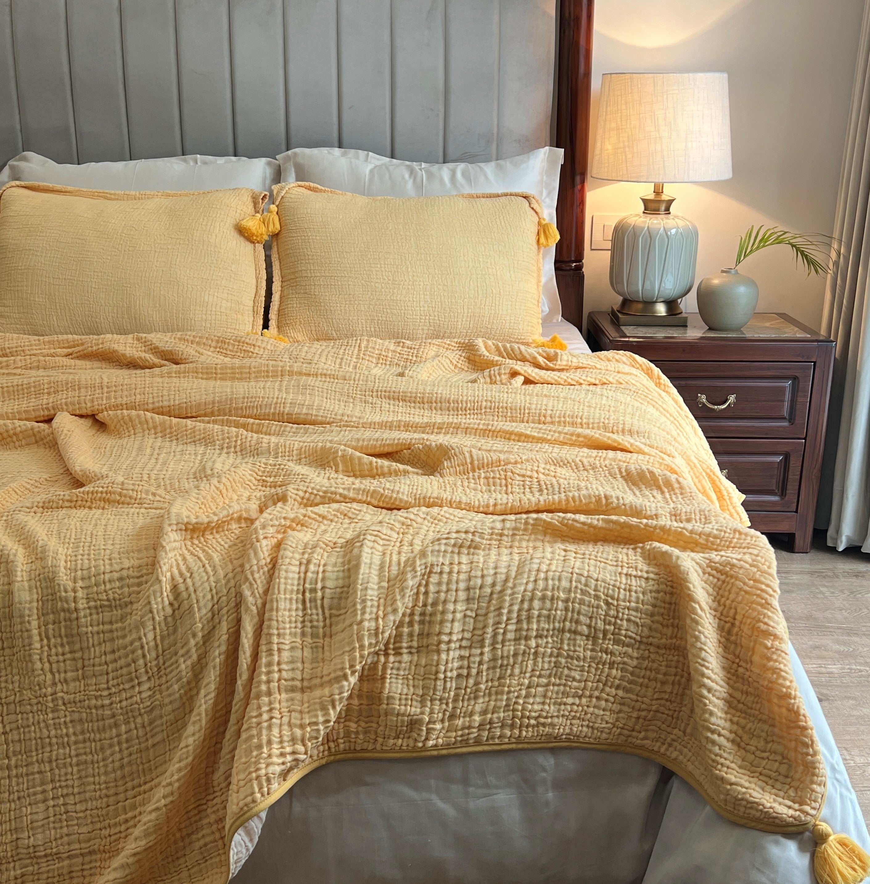 Meraki Buttercup Yellow Woven Bedspread