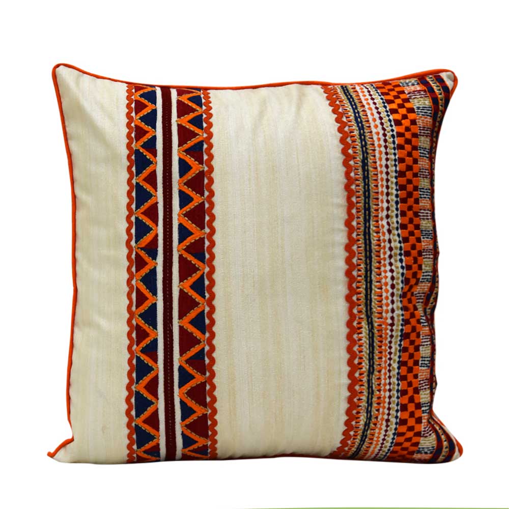 Home Furnishing Embroidered Silk Dupion Cushion Cover 16x16(Inch)