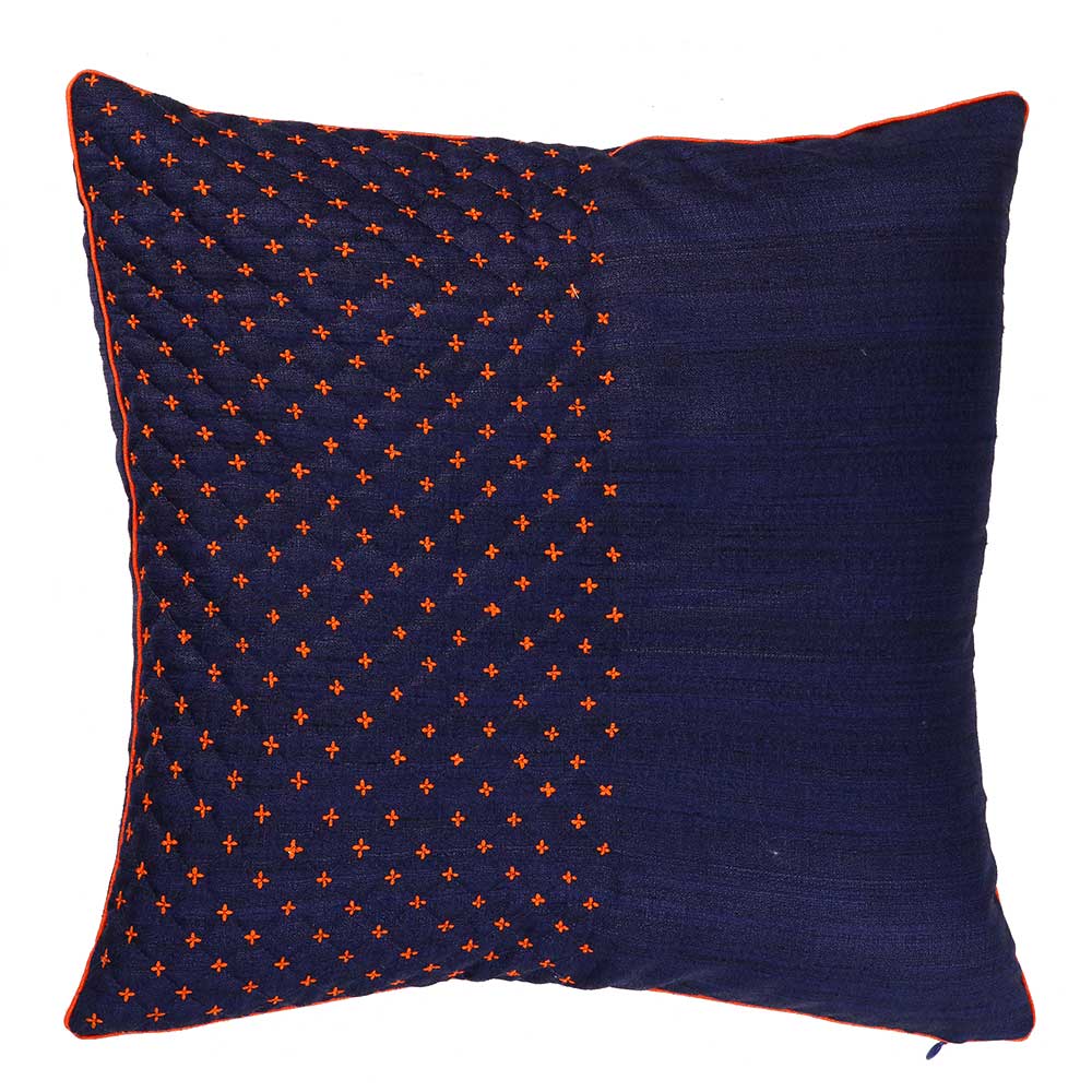 Blue Panache Embroidered Silk Dupion Cushion Cover 16x16 Use For Office, Drawing Room, Living Room, Patio Cushion Case…