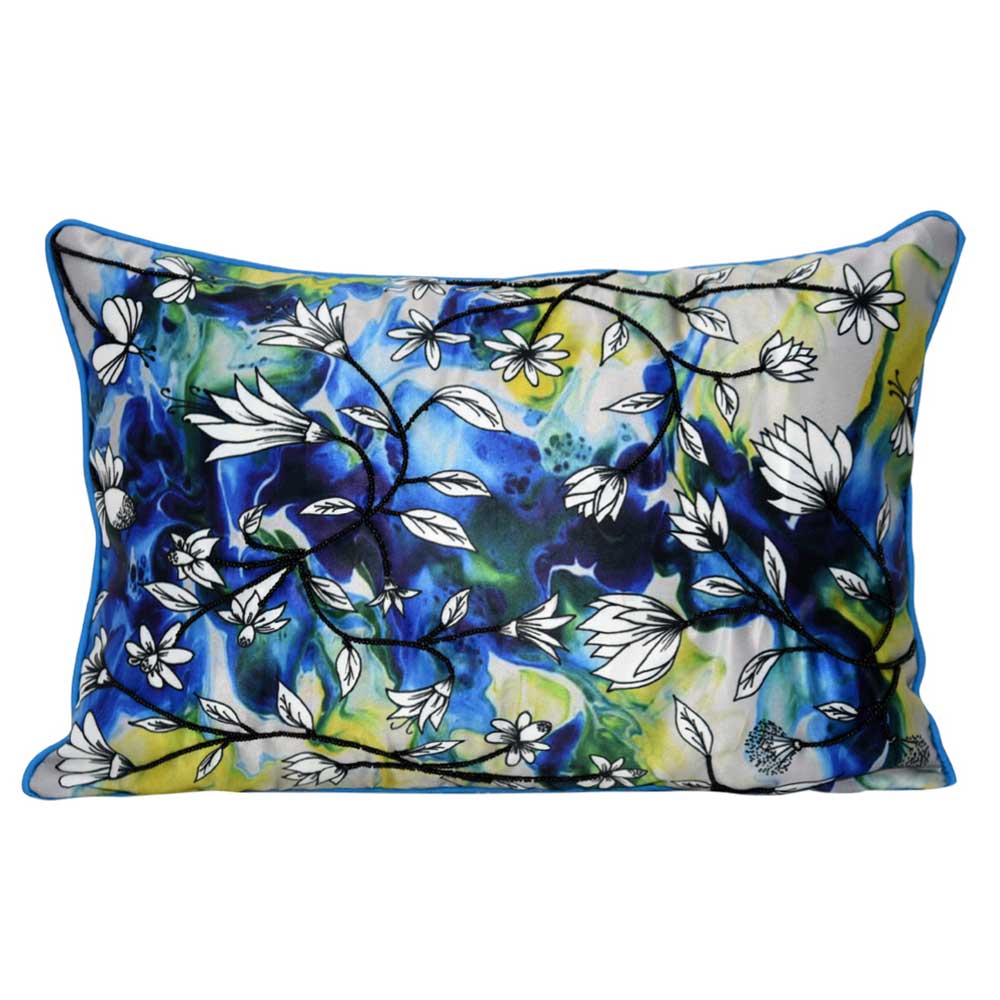 Blue Orchid Digital Floral Cushions Case 12X18(Inch)