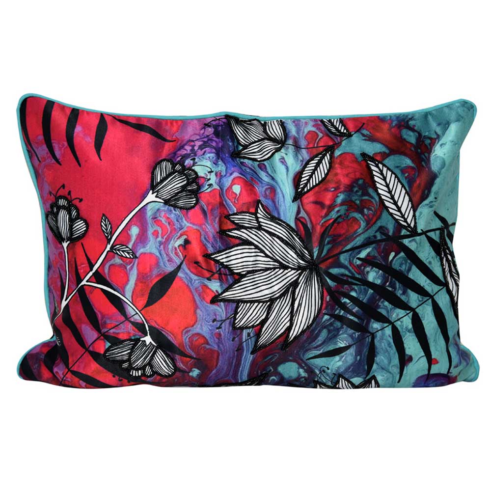 Flower Digital Print Floral Cushions and Cushion Cover 12" X 18" Digital Floral Printed Cushion Pillow Case Living Room, Patio, Office & Home…