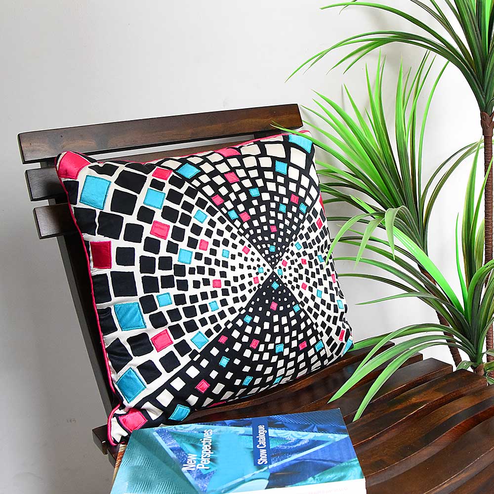 Geometric Pattern Starry Digital Printed Cushion Cover Exceptional Quality with Polyester Black & White Color Use for Sofa Car Chair Living Room Dining Room Bed Room 16" X 16"