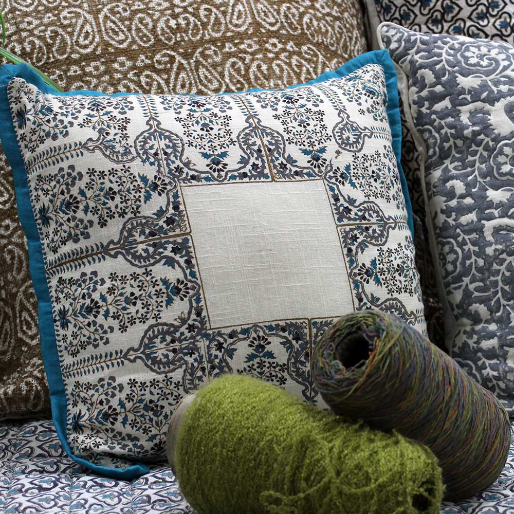 Summer Deals Viraag Block Print Cushion Covers 16" X 16" Decorative Ethnic Indian Sofa Cushion Case…