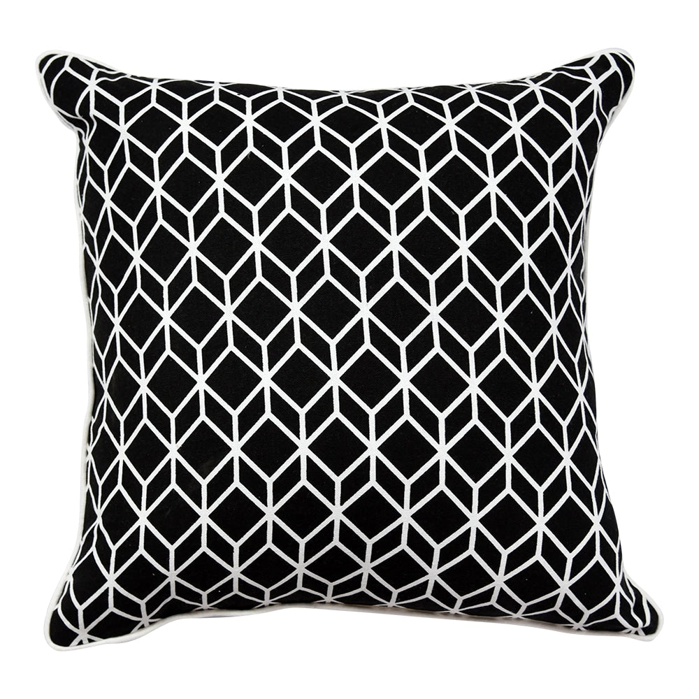 Black & White Parallel-Piped Cuboid Cushion Cover (16"X16") Cube Geometric Pattern Cushion Covers…