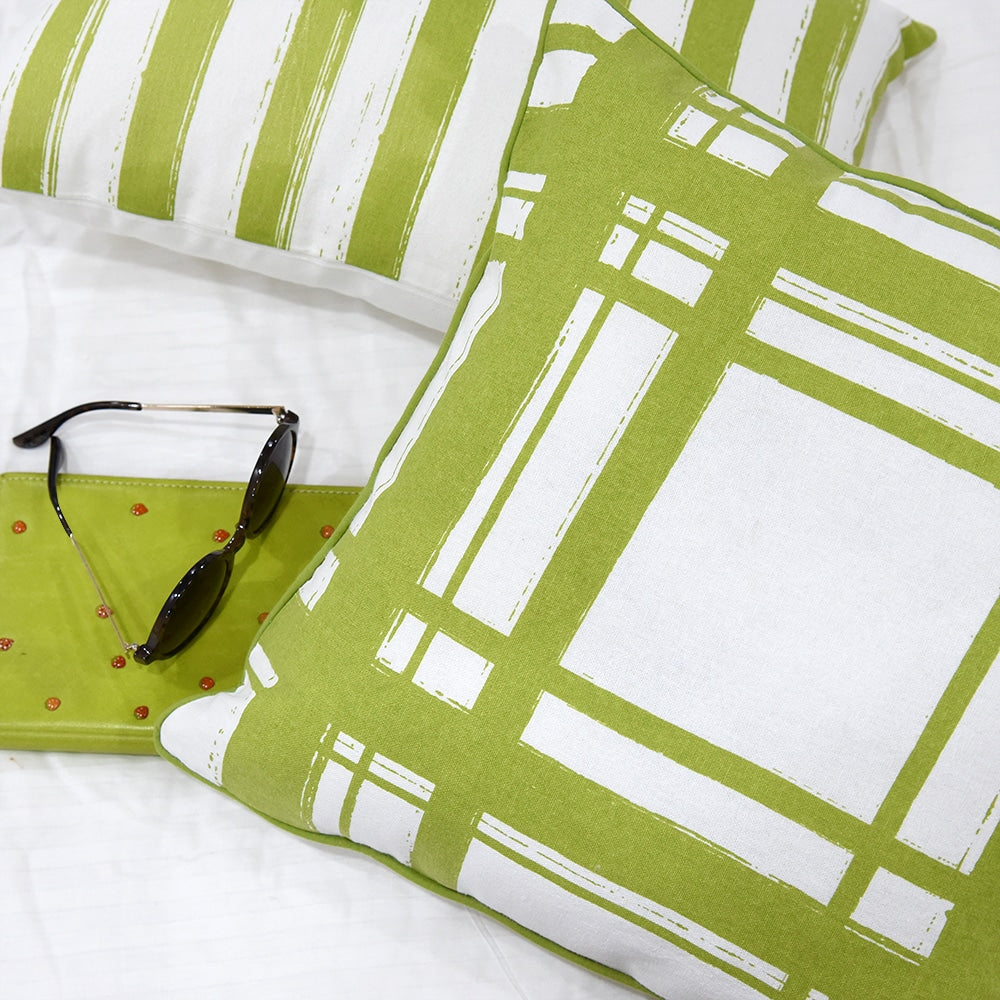 Quadrangle Lines Printed Cushion Cover 16"X16" Home Linen Geometric Casement Cotton Cushion Cover…