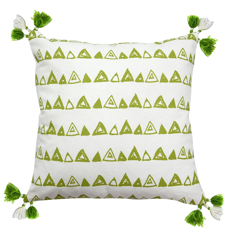 Home Decor Cushion Cover Patio & Garden Green Cotton Cushion Cover 16x16 Geometric Pattern with Tassels Printed Cushion Cover…
