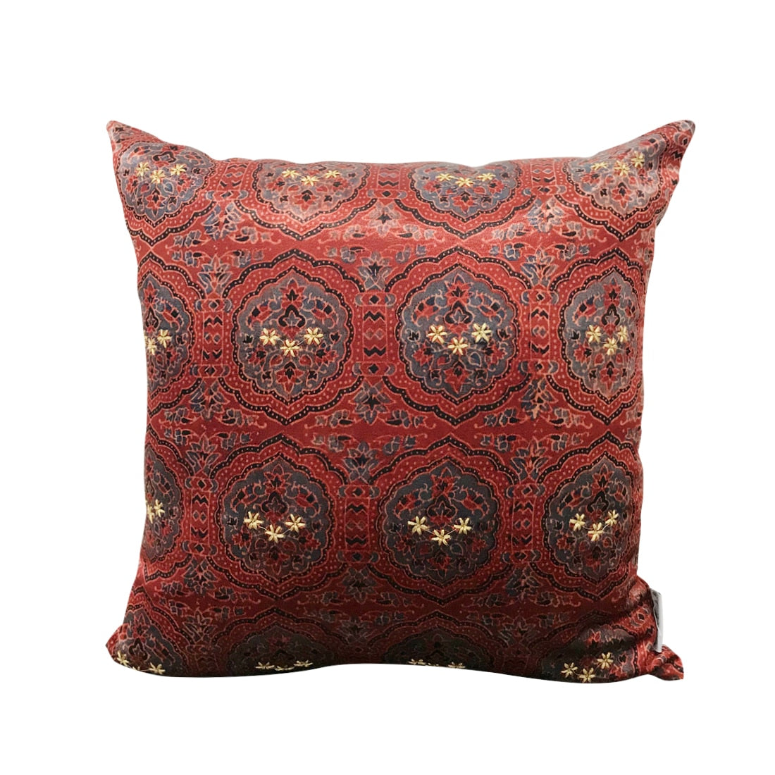 Floral Ajrakh Printed Sofa Cushion Cover Decorative Pillow Case 16x16, Maroon…