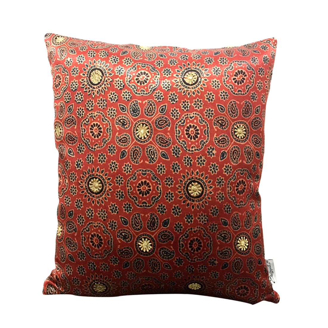 Ajrakh Sofa Cushion Cover Vegetable Die Hand Block Printed Pillow Cushion Case 16x16…