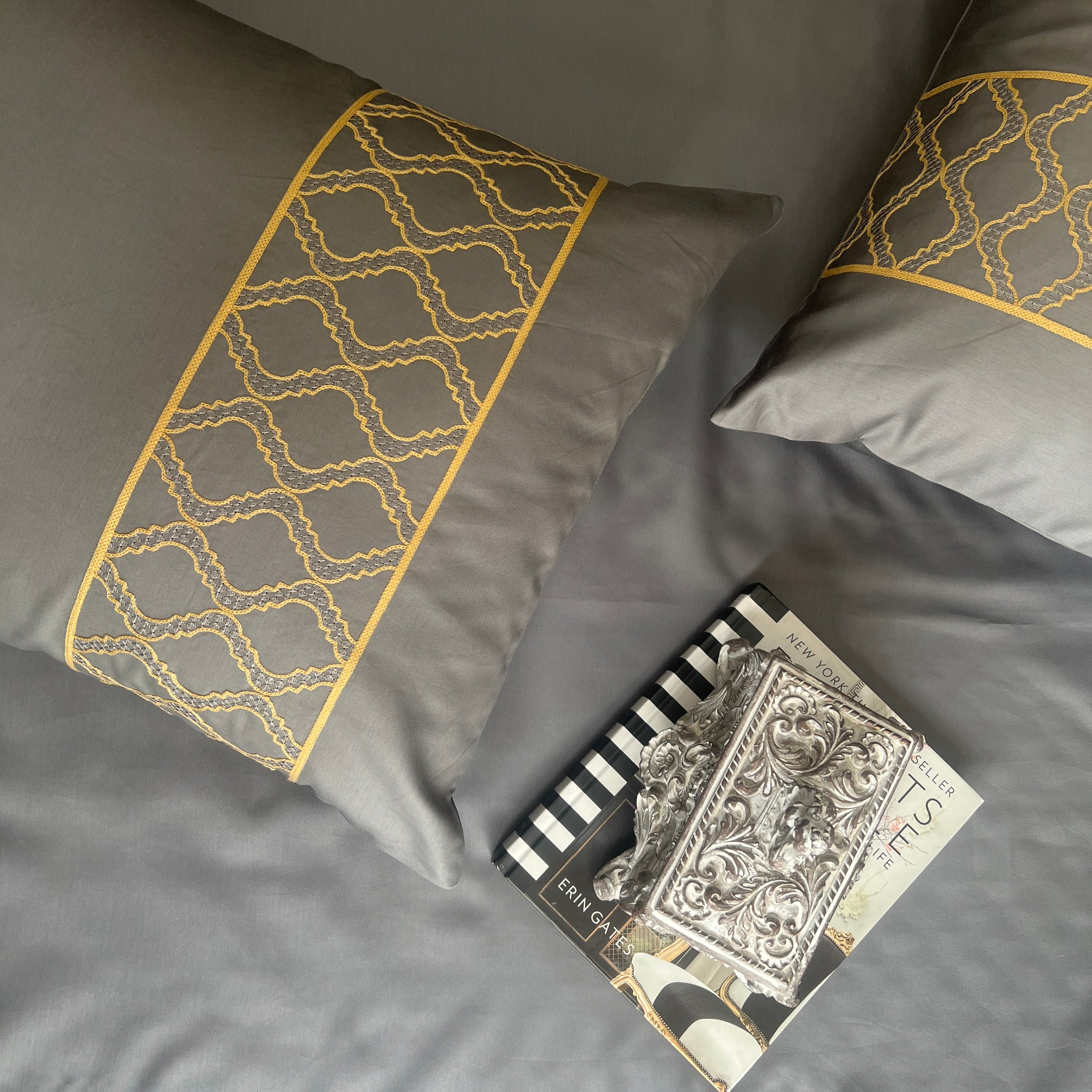 1000TC Cotton Rich Maroc Dark Grey Syona Bedsheet Set