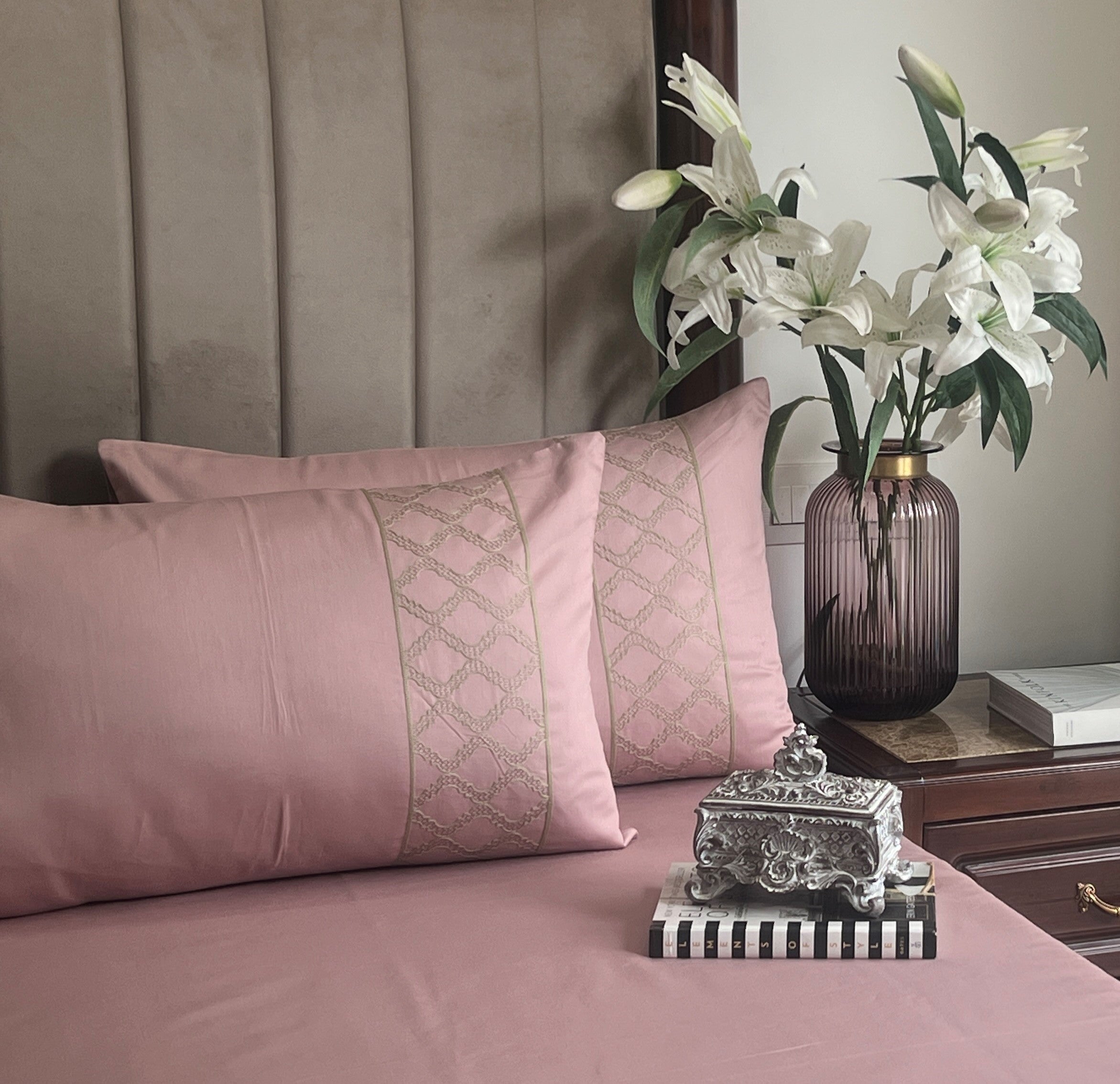 1000TC Cotton Rich Maroc Old Rose Syona Bedsheet Set