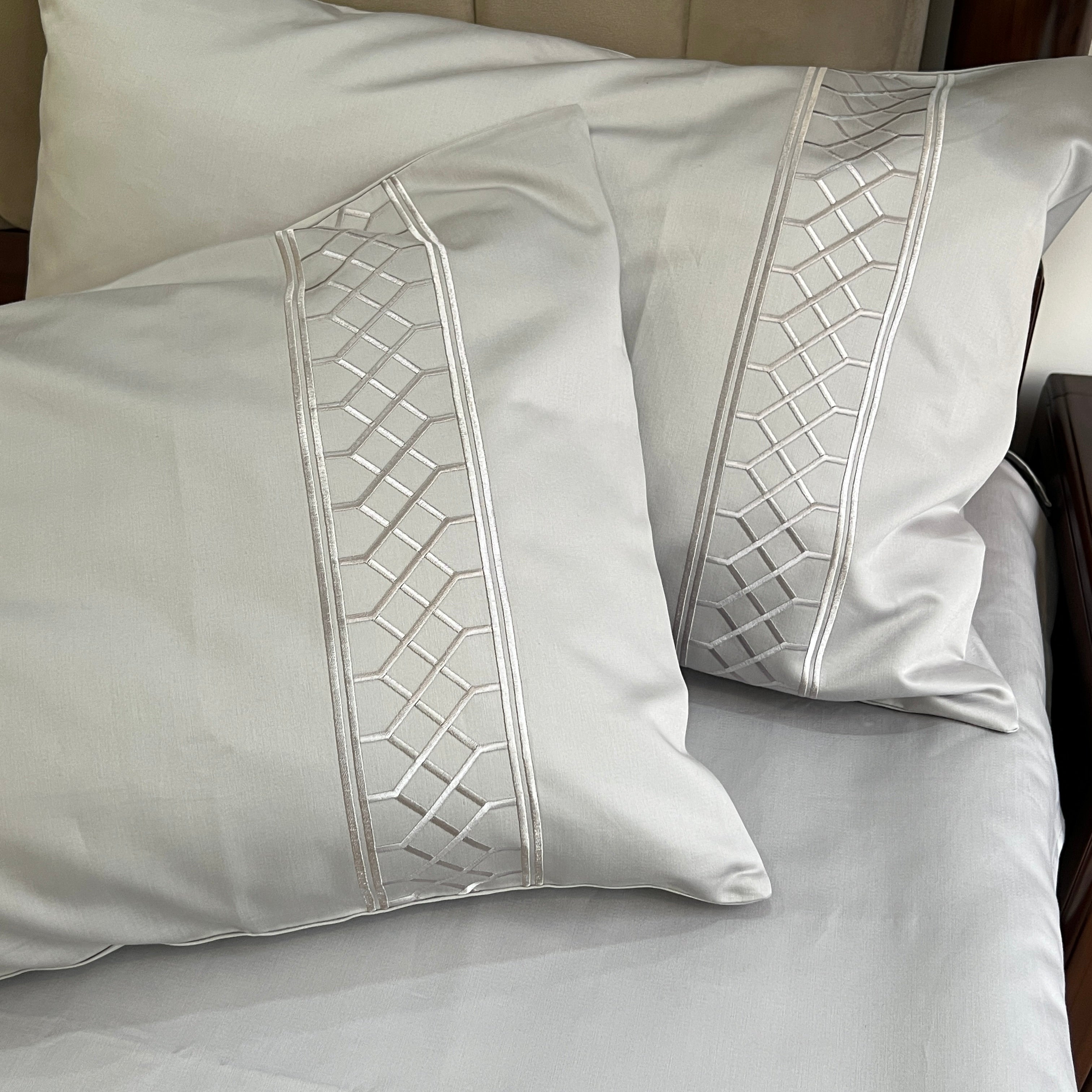1000TC Zigzag Silver Egyptian Cotton Bedsheet Set