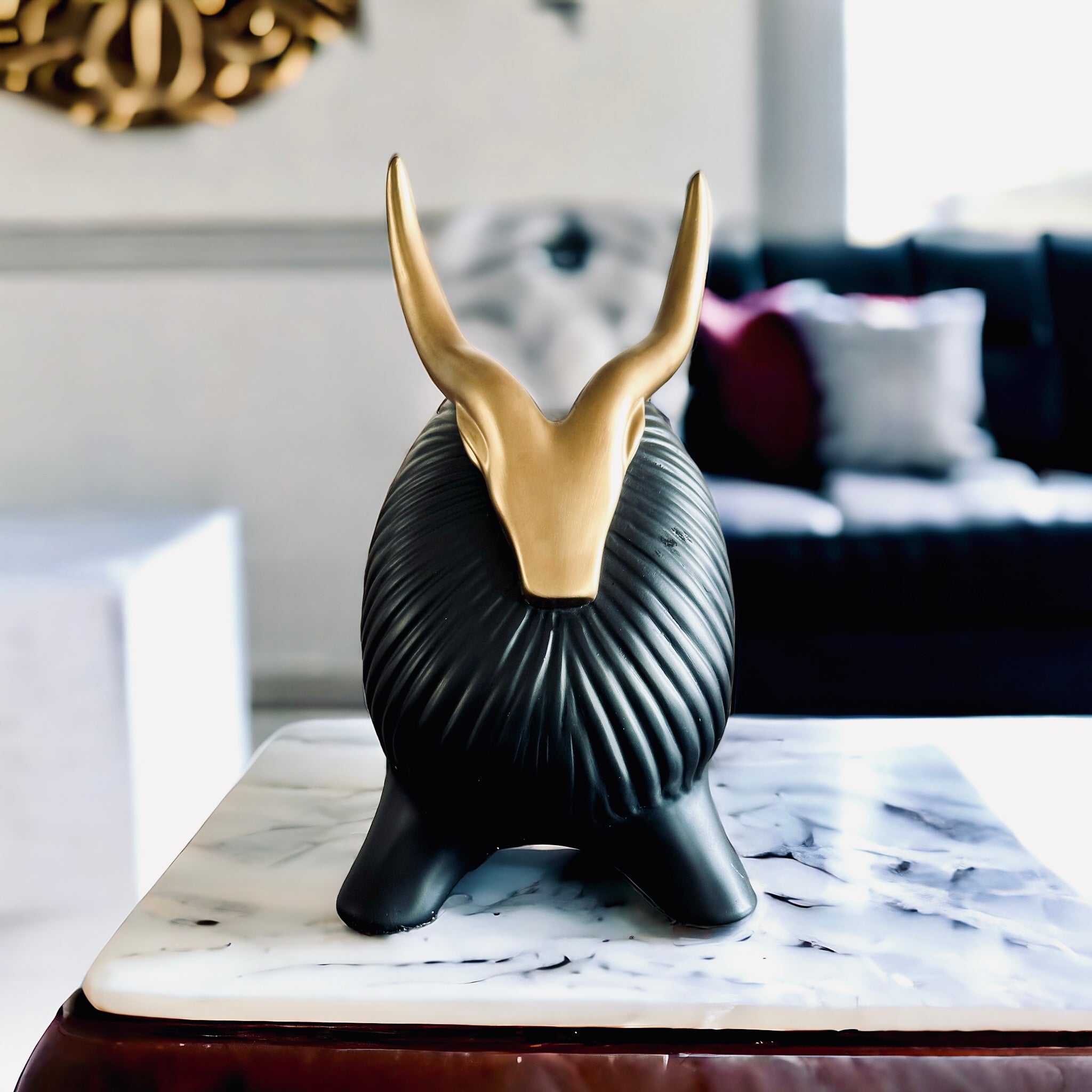 Golden Horned Yak Table Accent