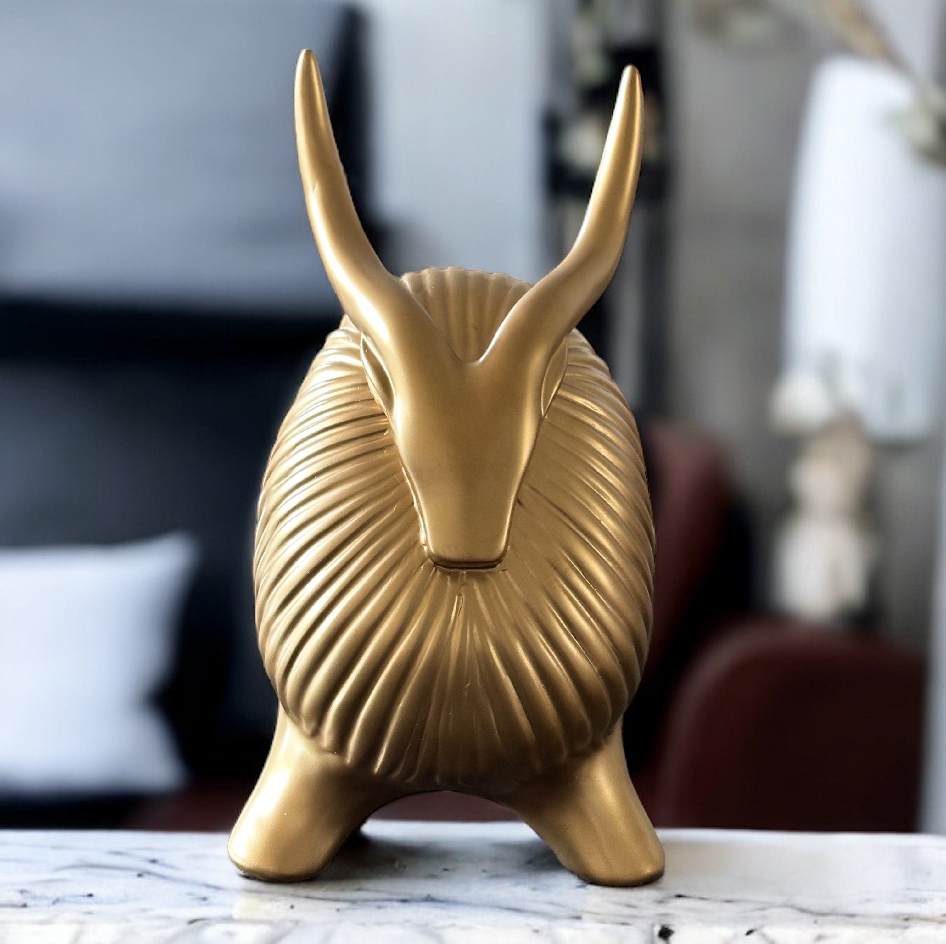 Golden Horned Yak Table Accent