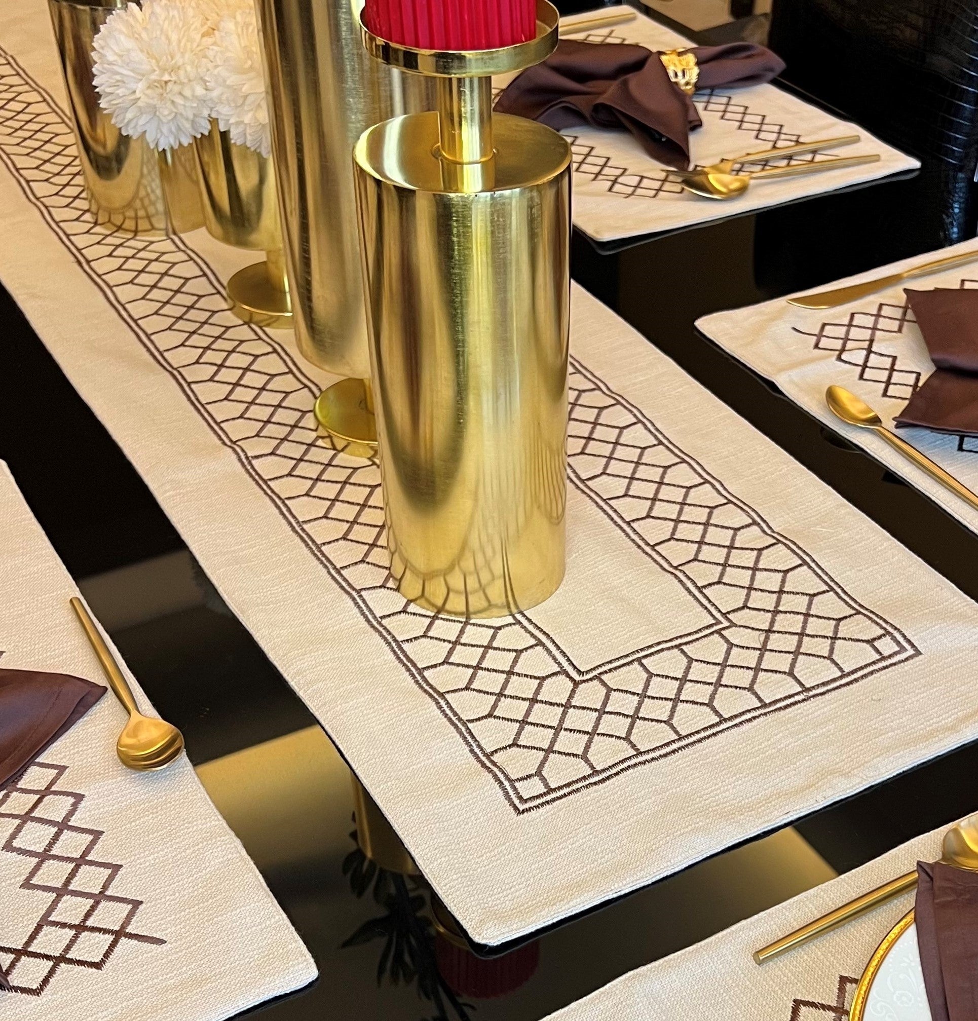 Zigzag Beige Table Runner