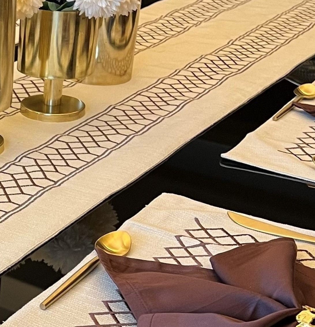 Zigzag Beige Table Runner