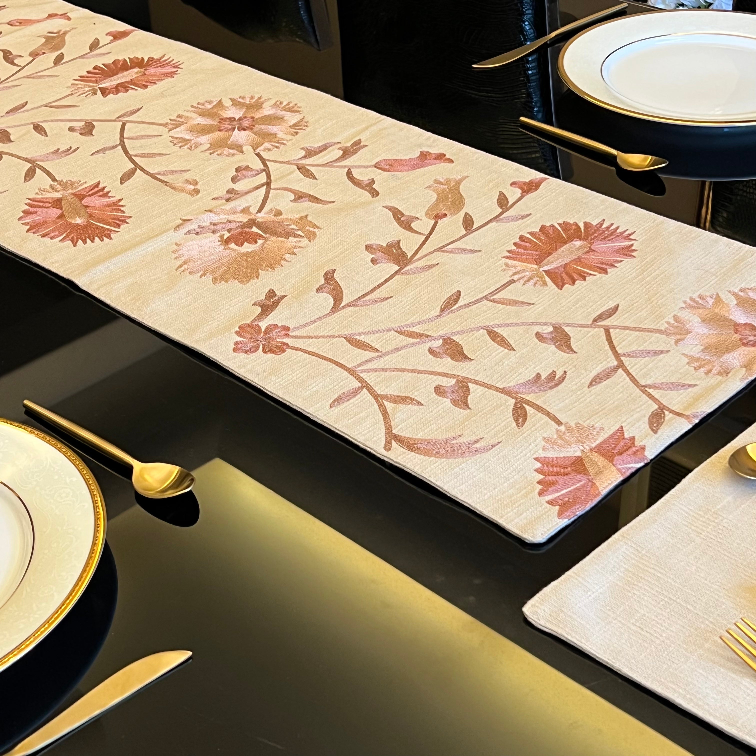 Floral Beige Table Linen Set (13 PC Set)
