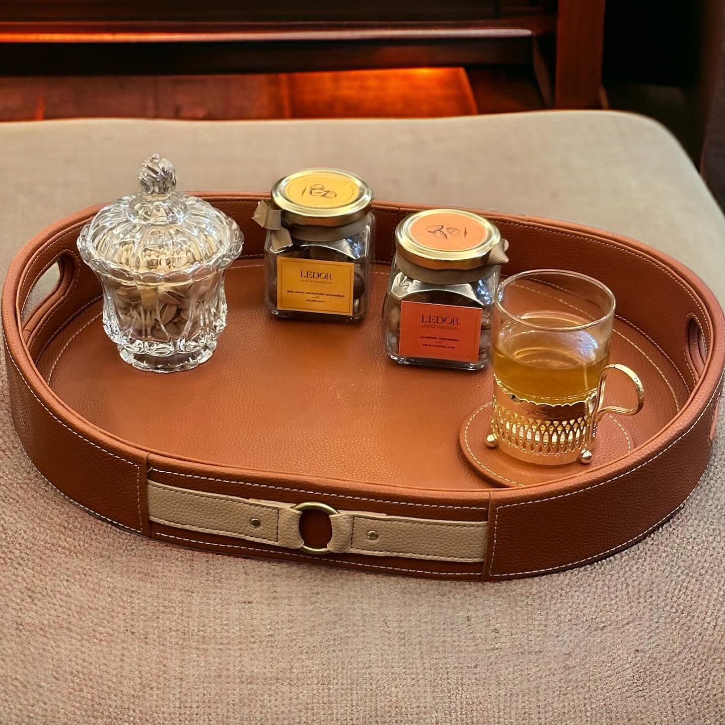 Luxora Cognac Leather Tray