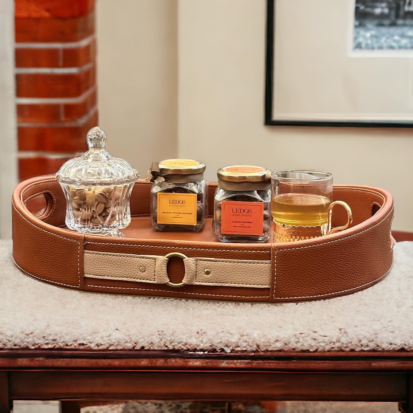 Luxora Cognac Leather Tray