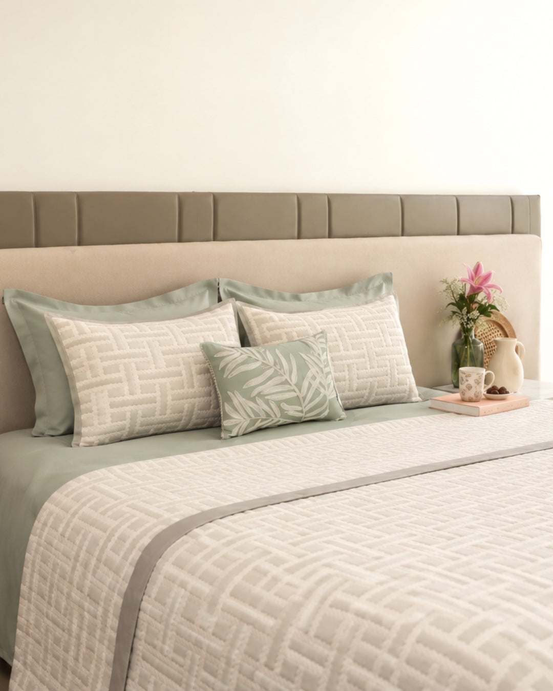 Arco Grey Cotton Jacquard Bedding Set (10 PC Set)