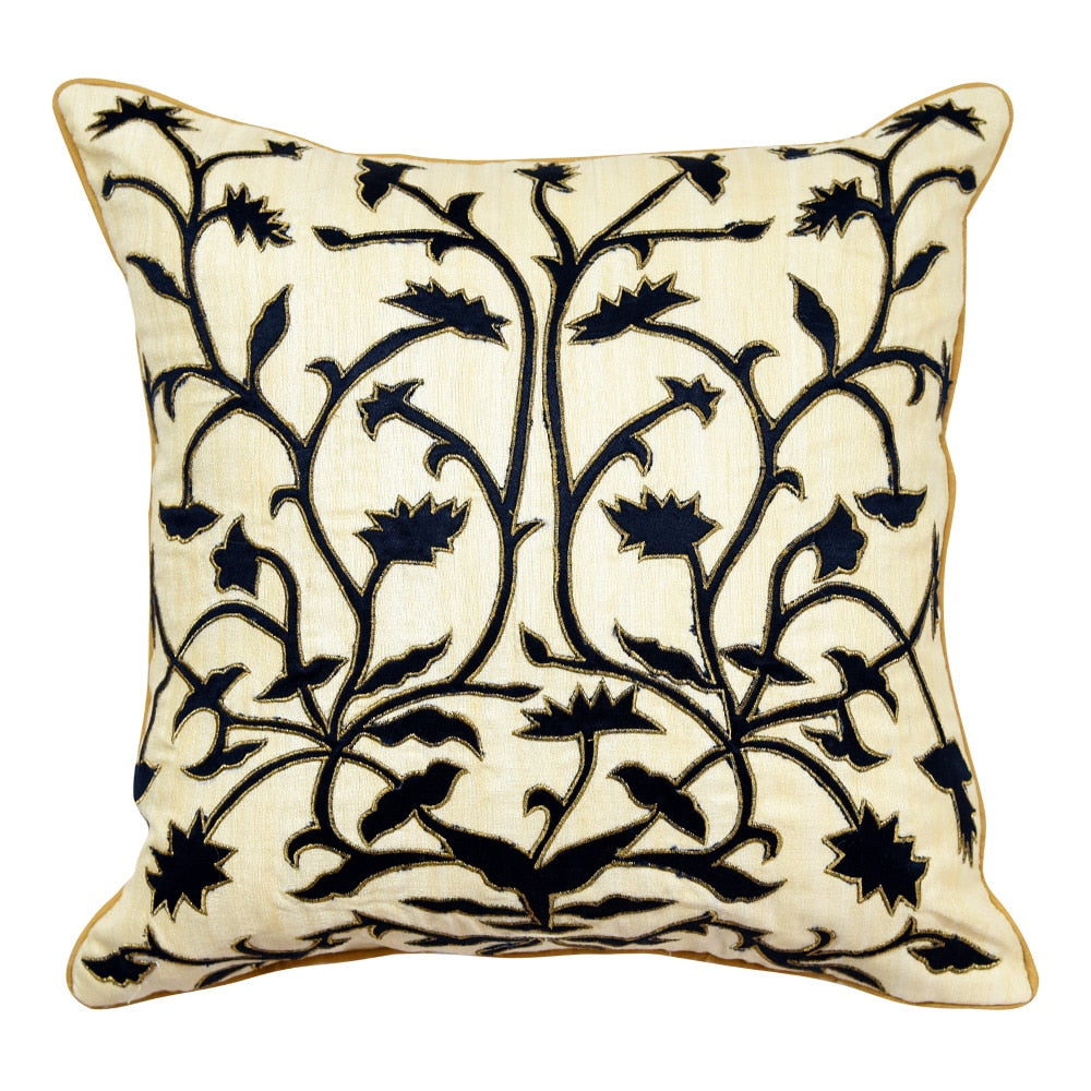 Silk Dupion Embroidered Cushion Cover Home Décor Patio Sofa Chair Outdoor Floral Decorative Cushion Case 16x16…