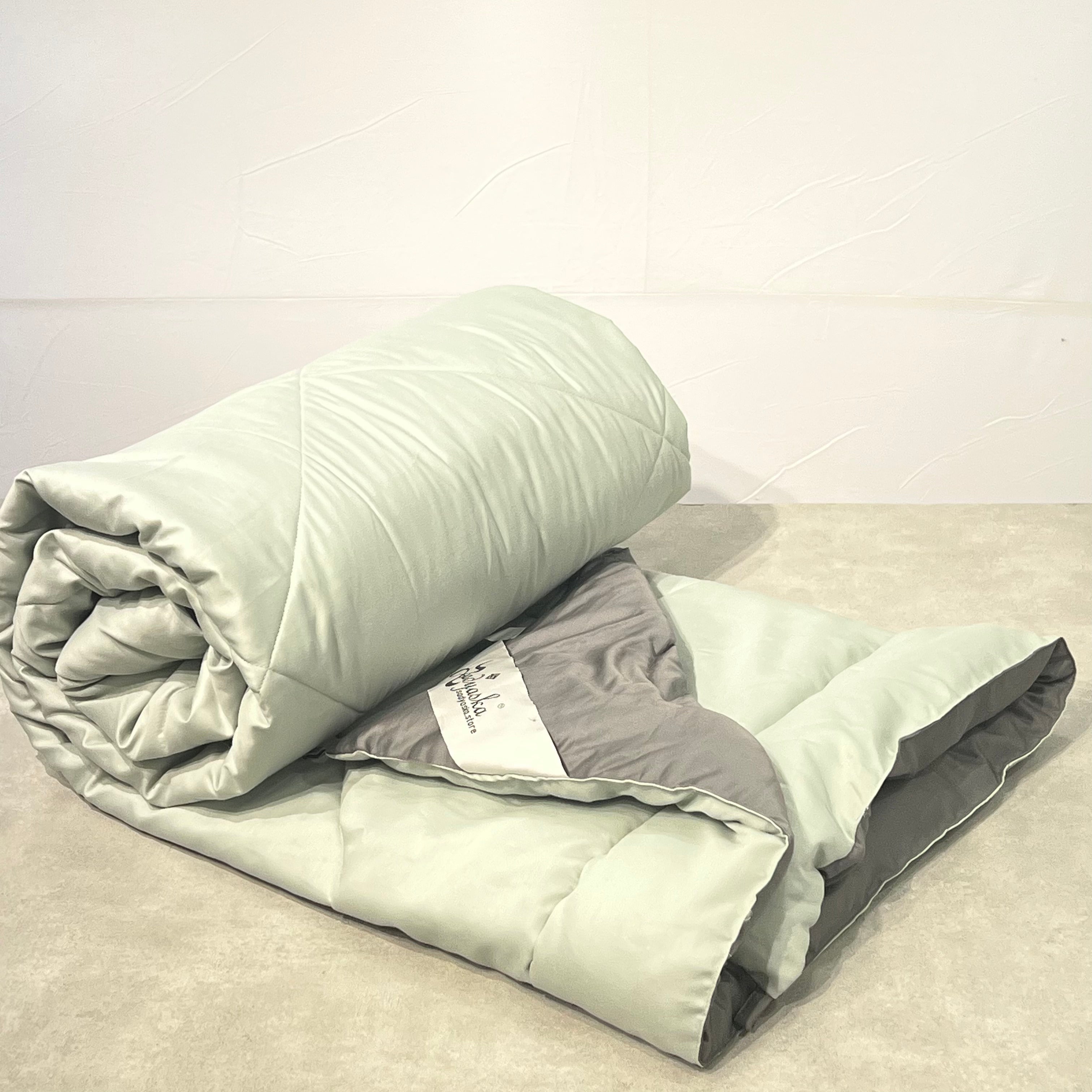 Sage Green and Dark Grey 1000TC Cotton Rich Reversible Downfill Quilt