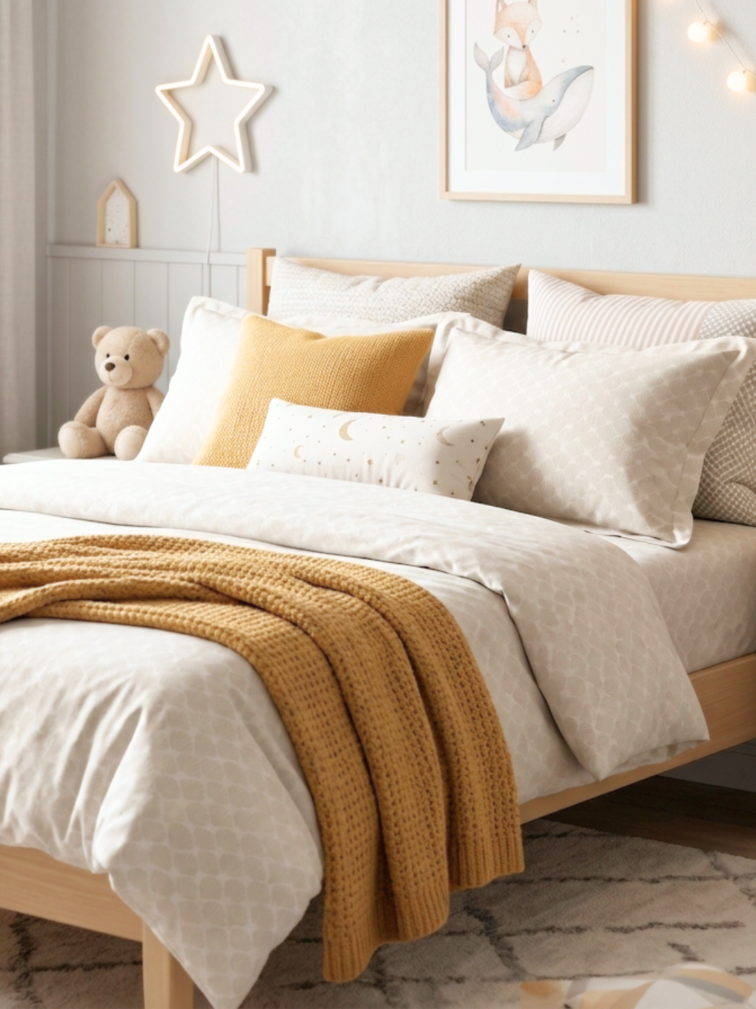 Sea Shells Grey Printed Cotton Bedsheet Set