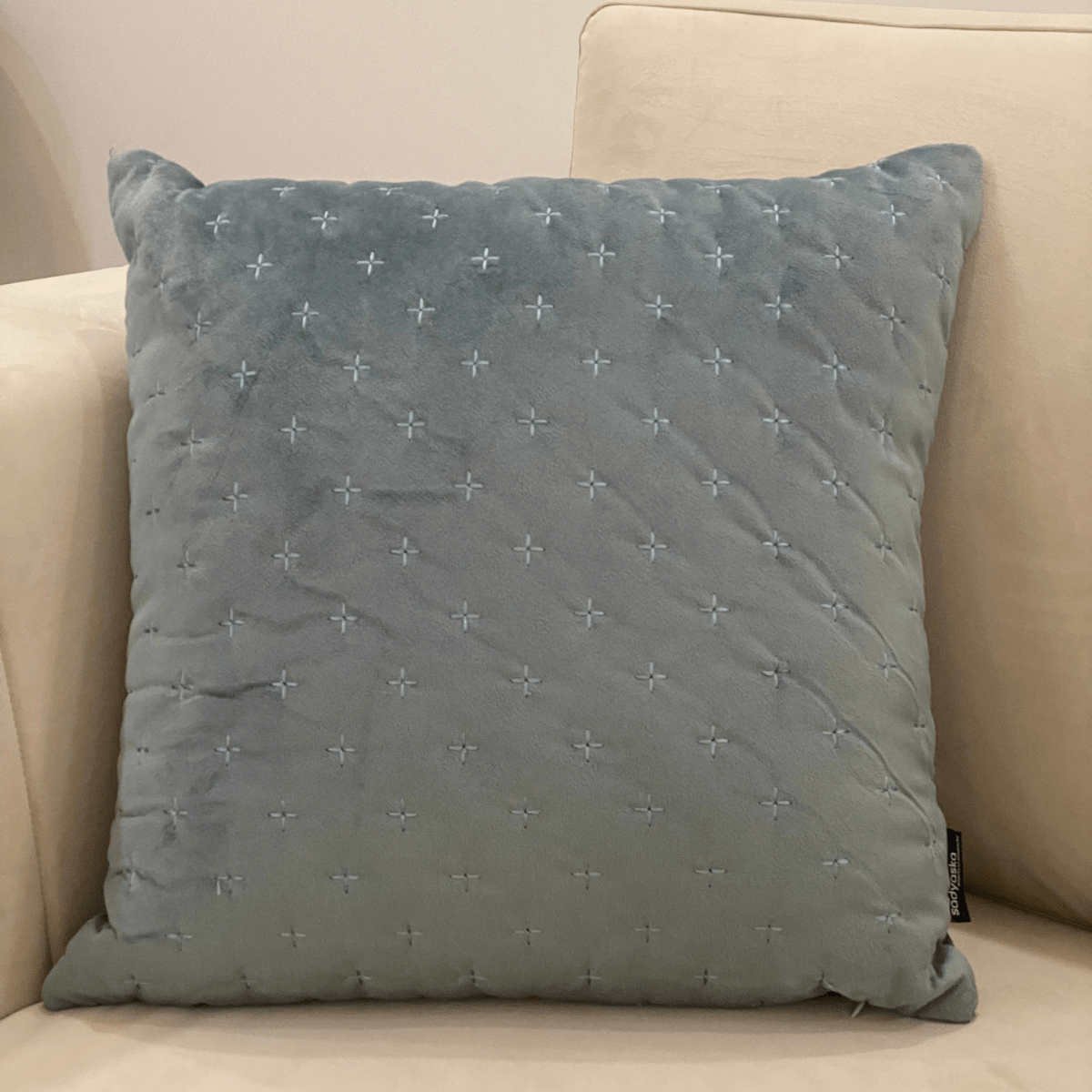 Decorative Sparkle Powder Blue Velvet Cushion Cover 16x16