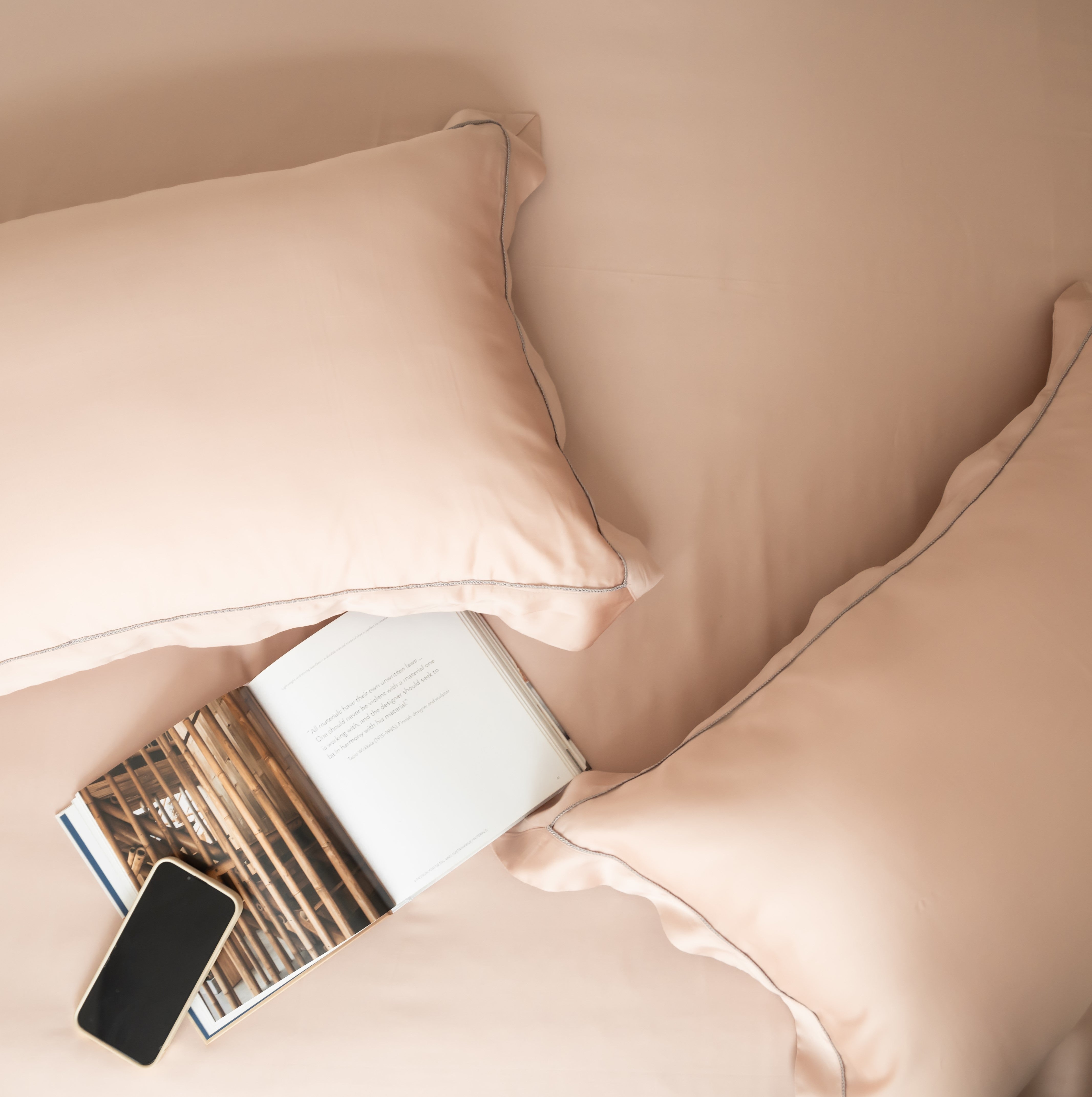 Blush Tencel Bedsheet Set with Lace