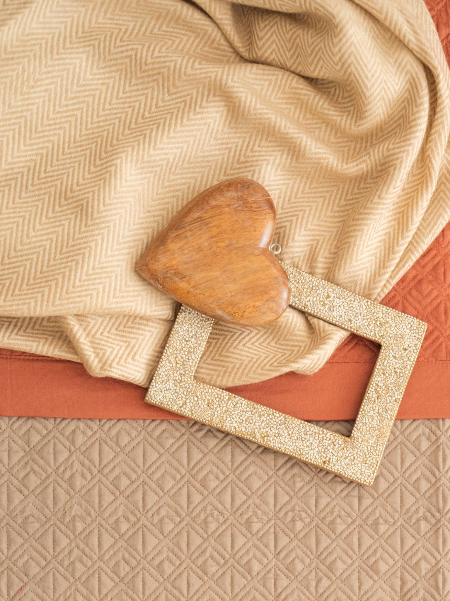 Clay Herringbone Woven Throw with Embroidered Cushion Cover 16"x16" (2pc Set)