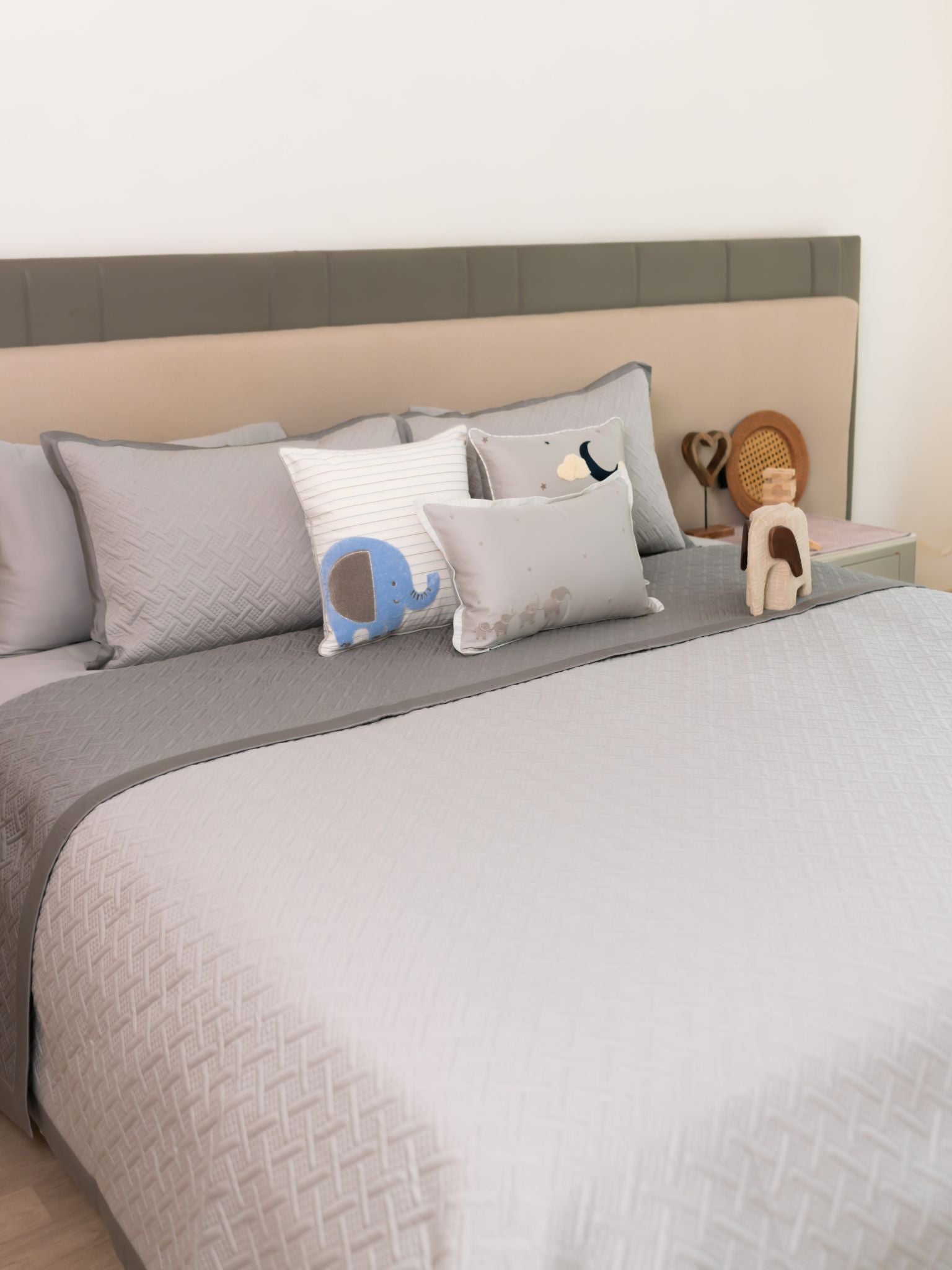 Tiny Trunks Pearl Grey Slate Kids Cotton Bedding Set (10 PC Set)
