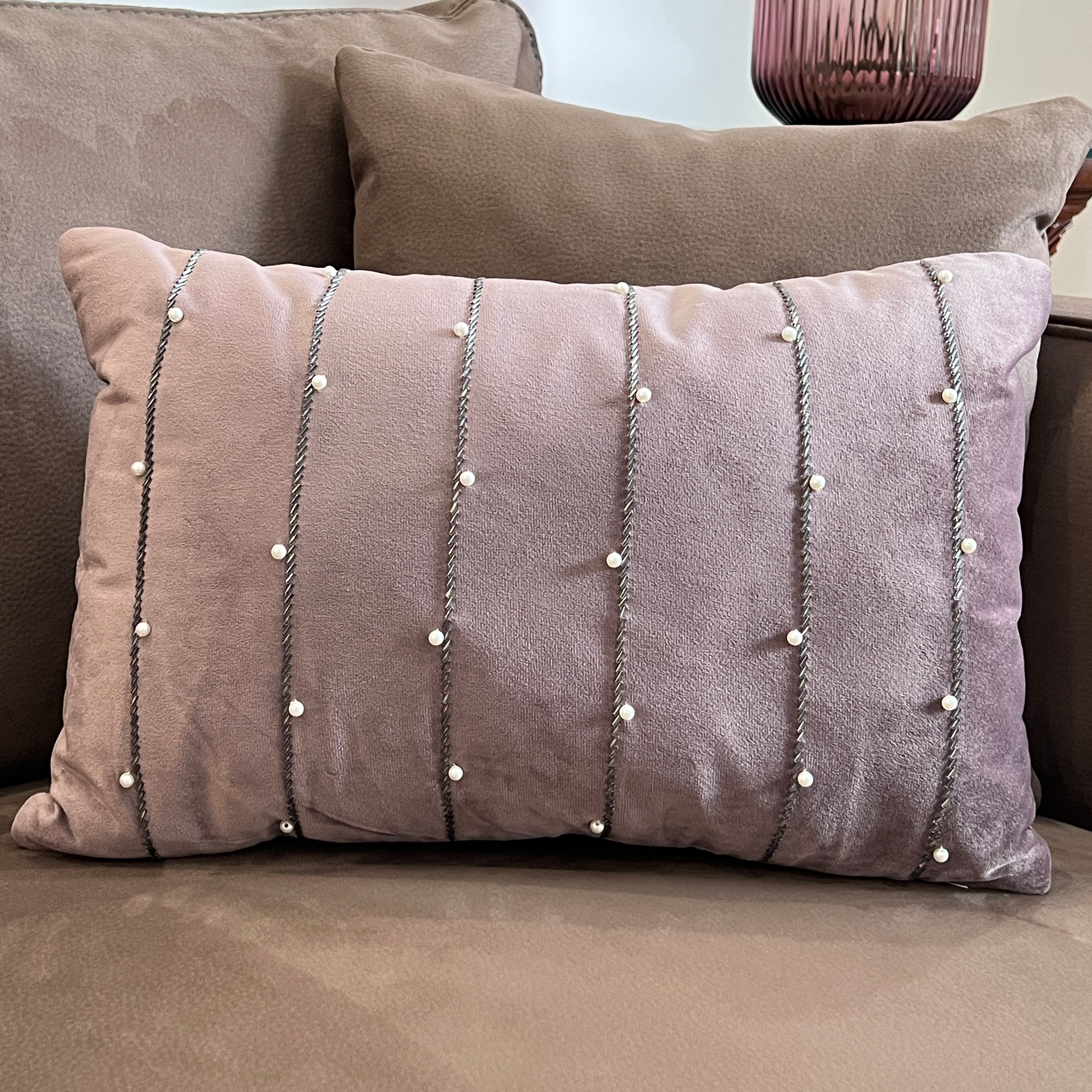 Decorative Twinkle Lilac Velvet Cushion Cover 12x18