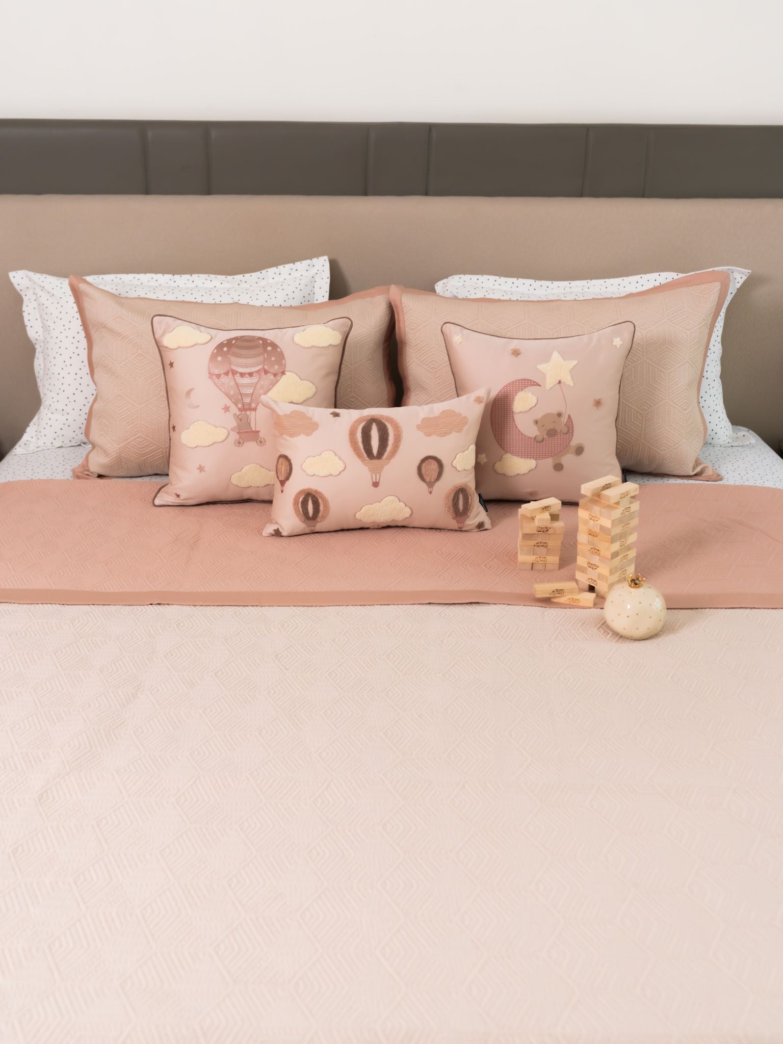Twinkle Puff Rose Buff Kids Cotton Bedding Set (10 PC Set)