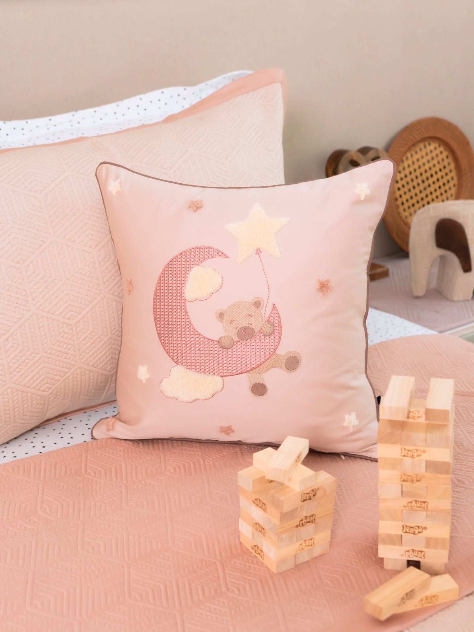 Twinkle Puff Rose Buff Kids Cotton Bedding Set (10 PC Set)