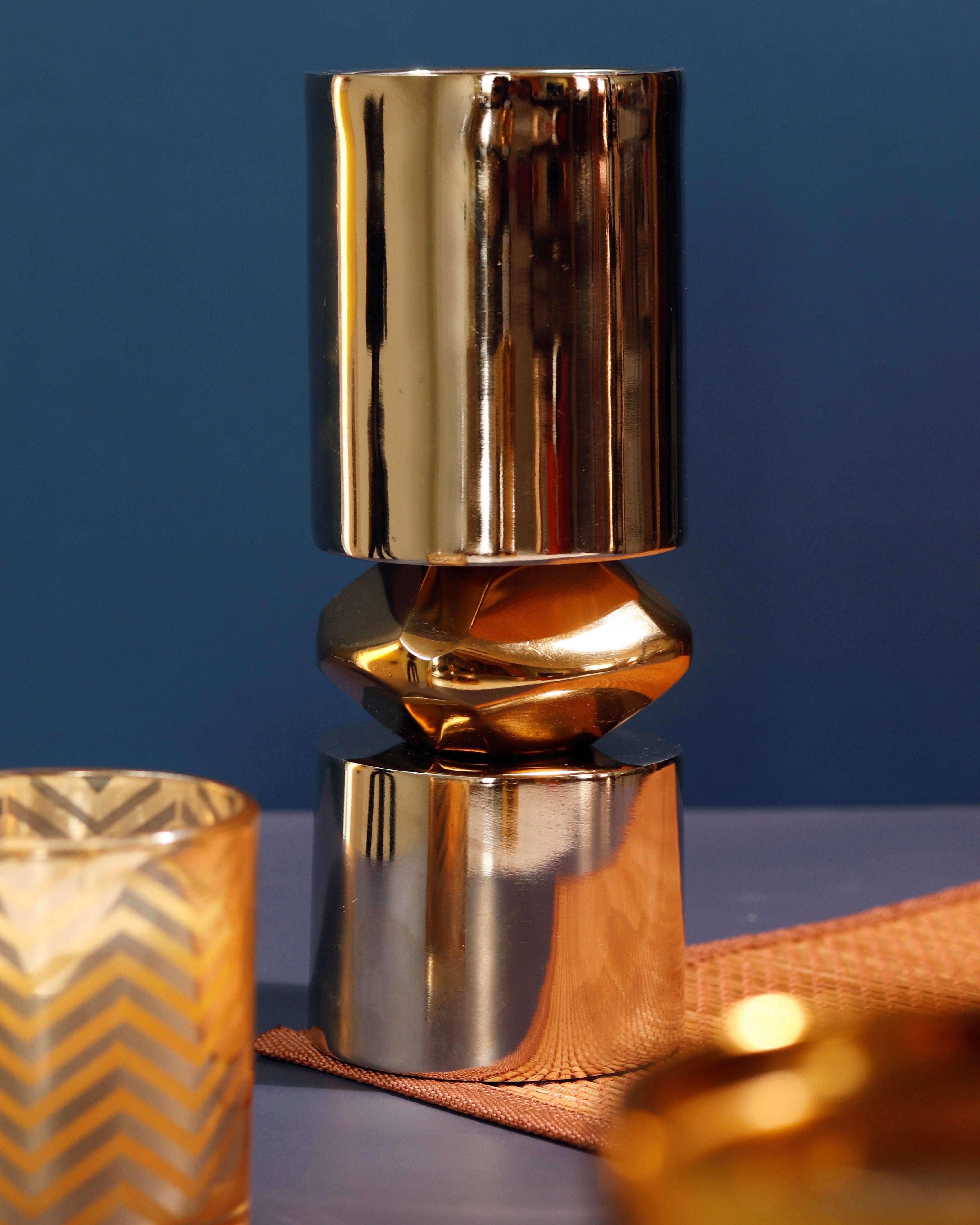 Gold & Nickel Metal Candle Stand