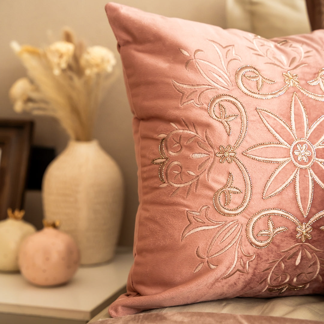 Decorative Flora Blush Velvet Cushion Cover 16x16