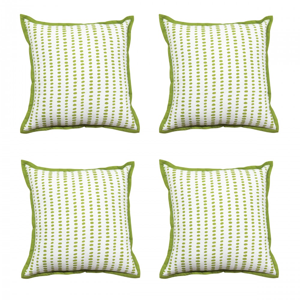 plash Dotted Lime Green Cushion Cover 16"X16" Geometric Pattern Cotton Cushion Pillow Case…