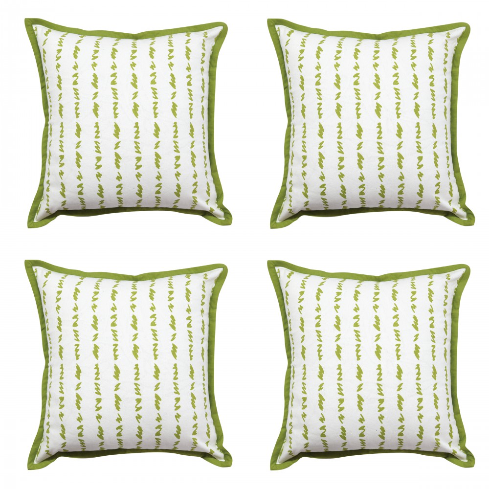 Twirled Line Green Cushion Cover 16"X16" Casement Cotton Cushion Pillow Cases Use for Patio, Garden, Outdoor, Drawing Room…