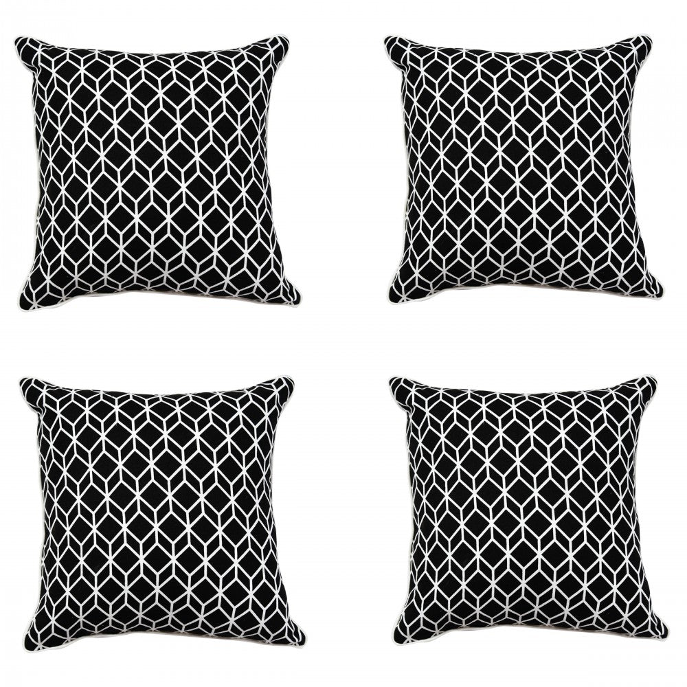 Black & White Parallel-Piped Cuboid Cushion Cover (16"X16") Cube Geometric Pattern Cushion Covers…
