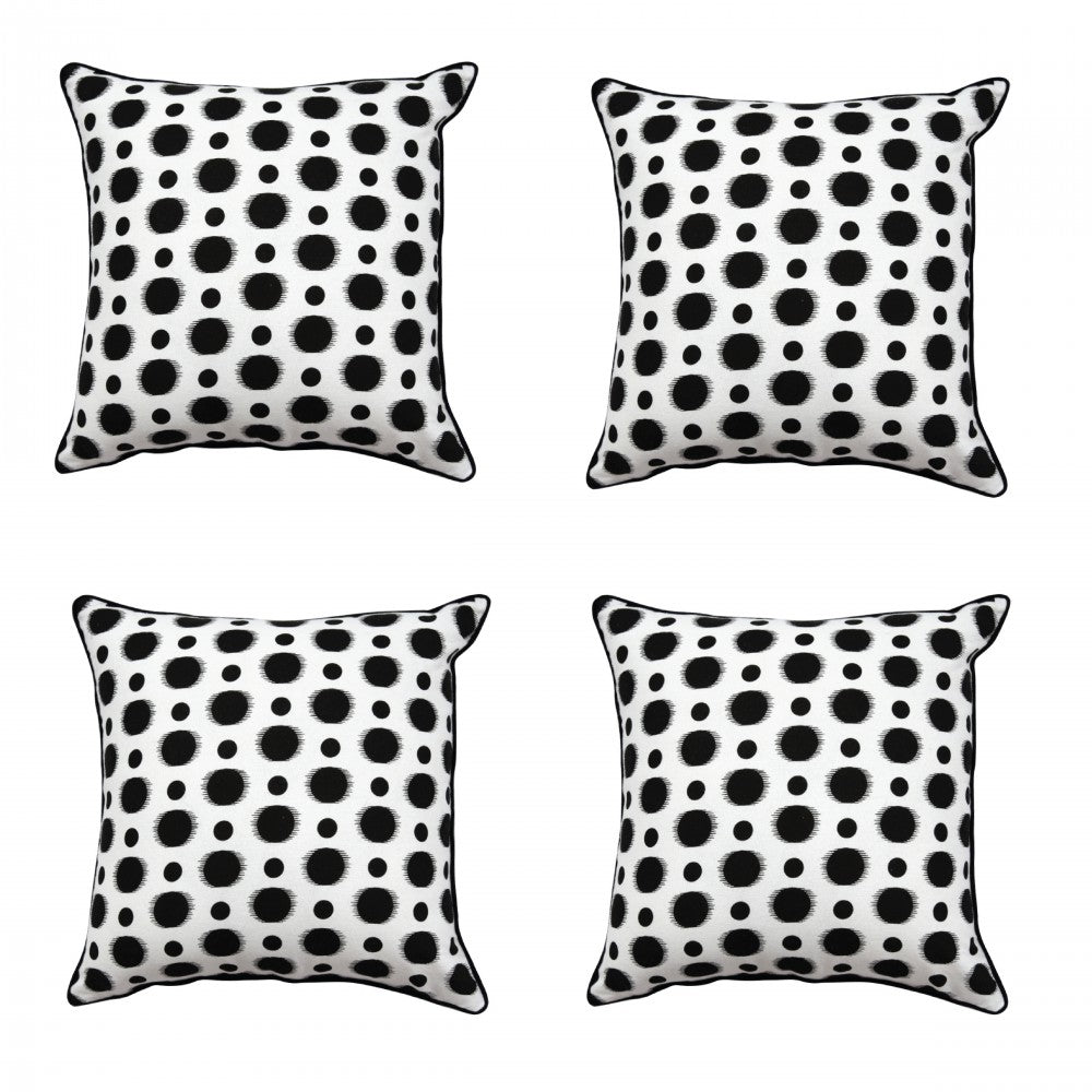 Black & White Screen Printed Cushion Cover 16x16 Geometric Cotton Cushion Cover…