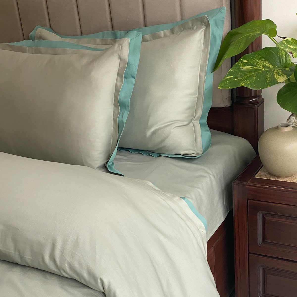 Sage Green and Turquoise Duplex Duvet Cover